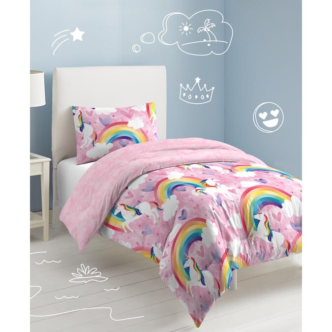 Dream Factory Unicorn Rainbow 2 Piece, Rainbow Twin Bedding Set