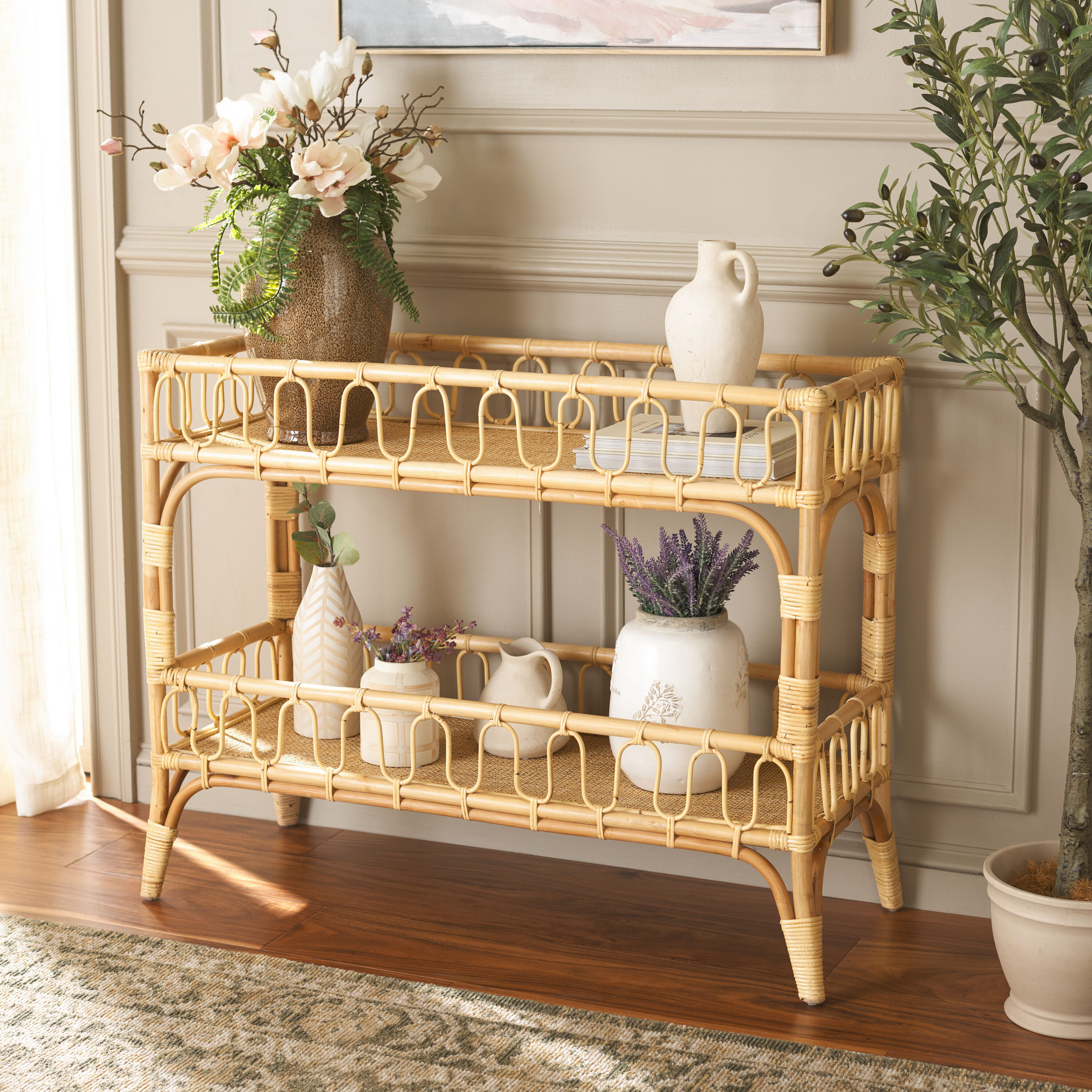 Safavieh STG6509A Coastal Wicker Nc Coating 40.95-in W x 31.5-in H Console table