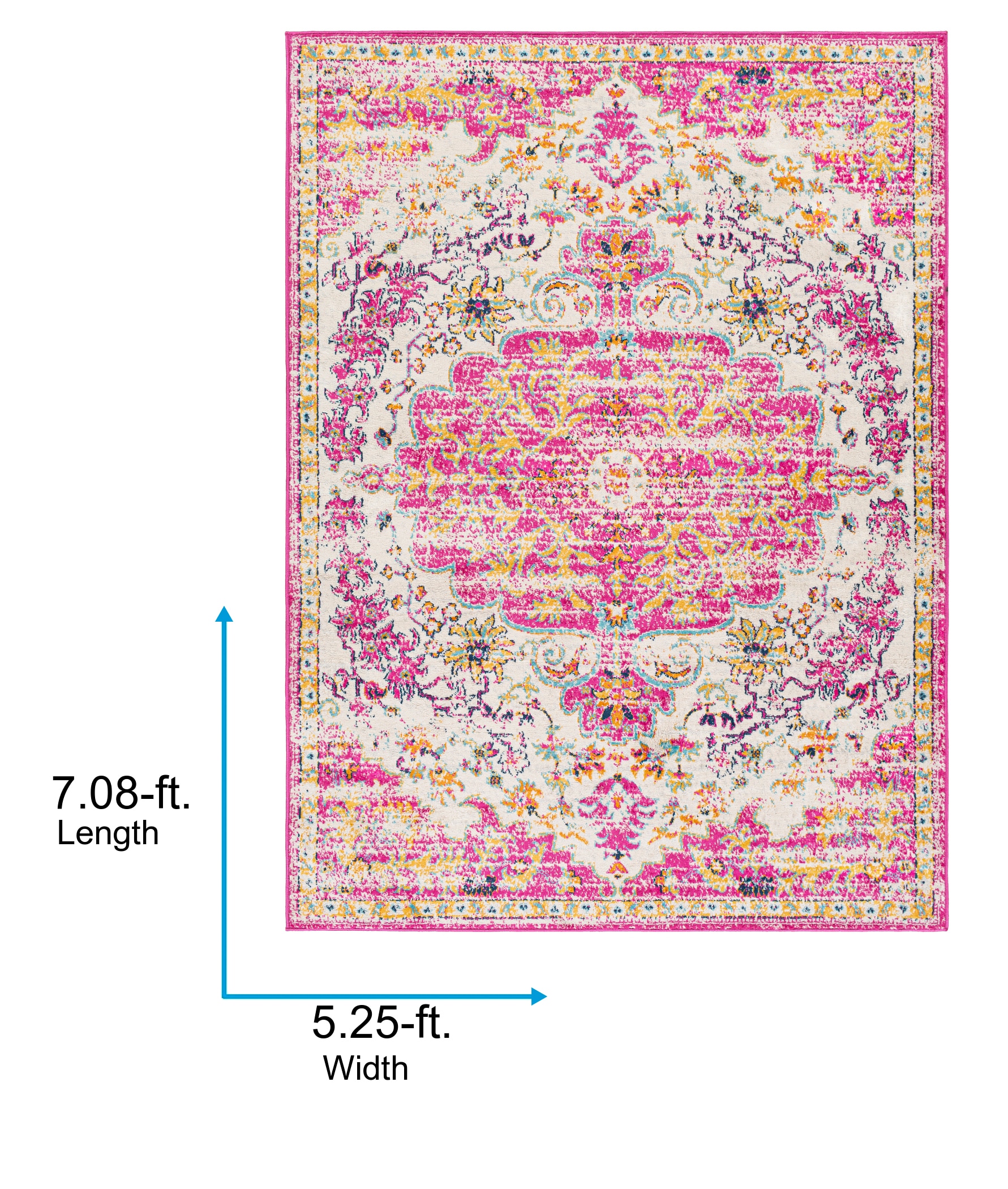 Floransa Bright Pink and Beige Polypropylene Area Rug
