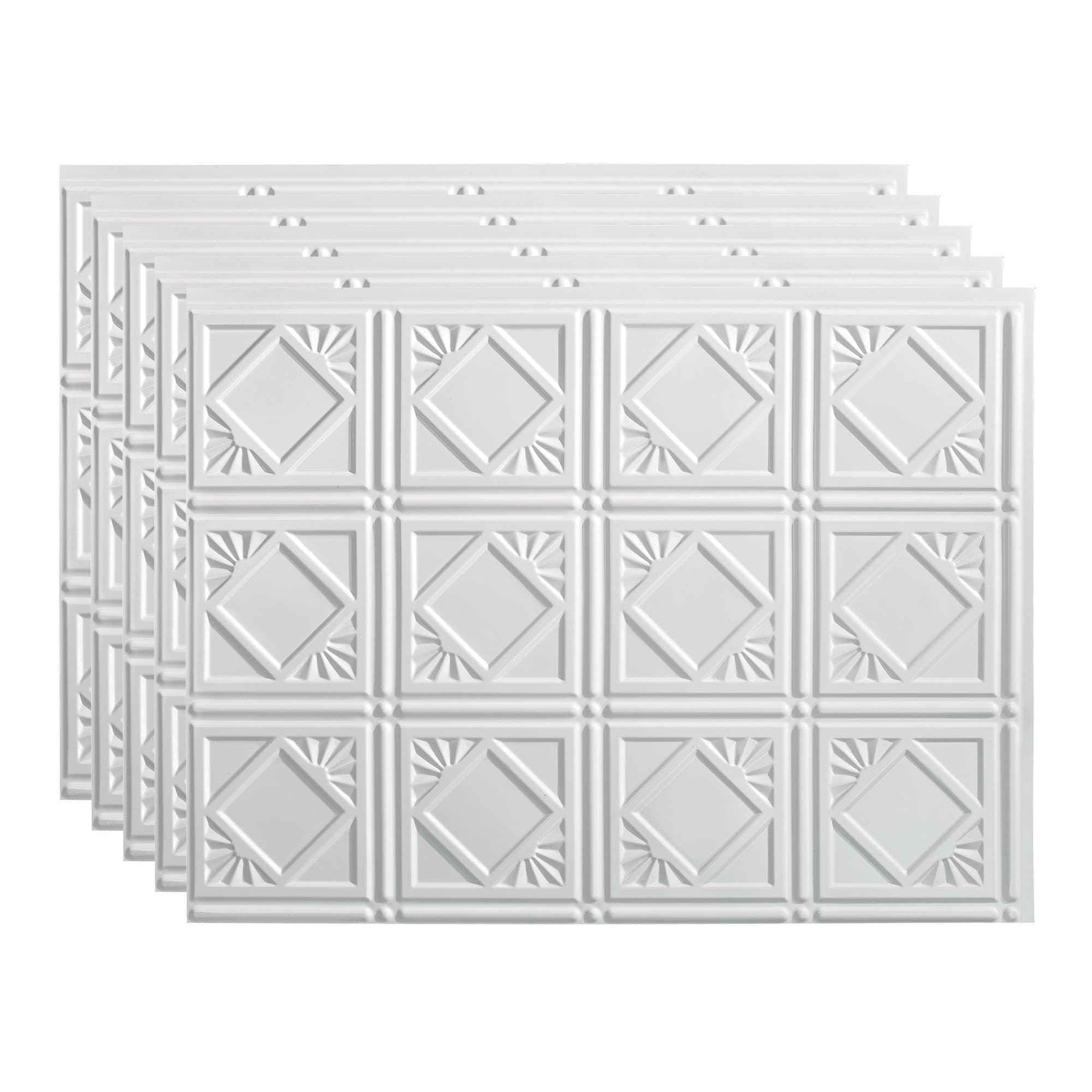 Fasade PB5100 Traditional 4 18.25-in x 24.25-in Vinyl Gloss White Backsplash Panels 5.0 -Pack