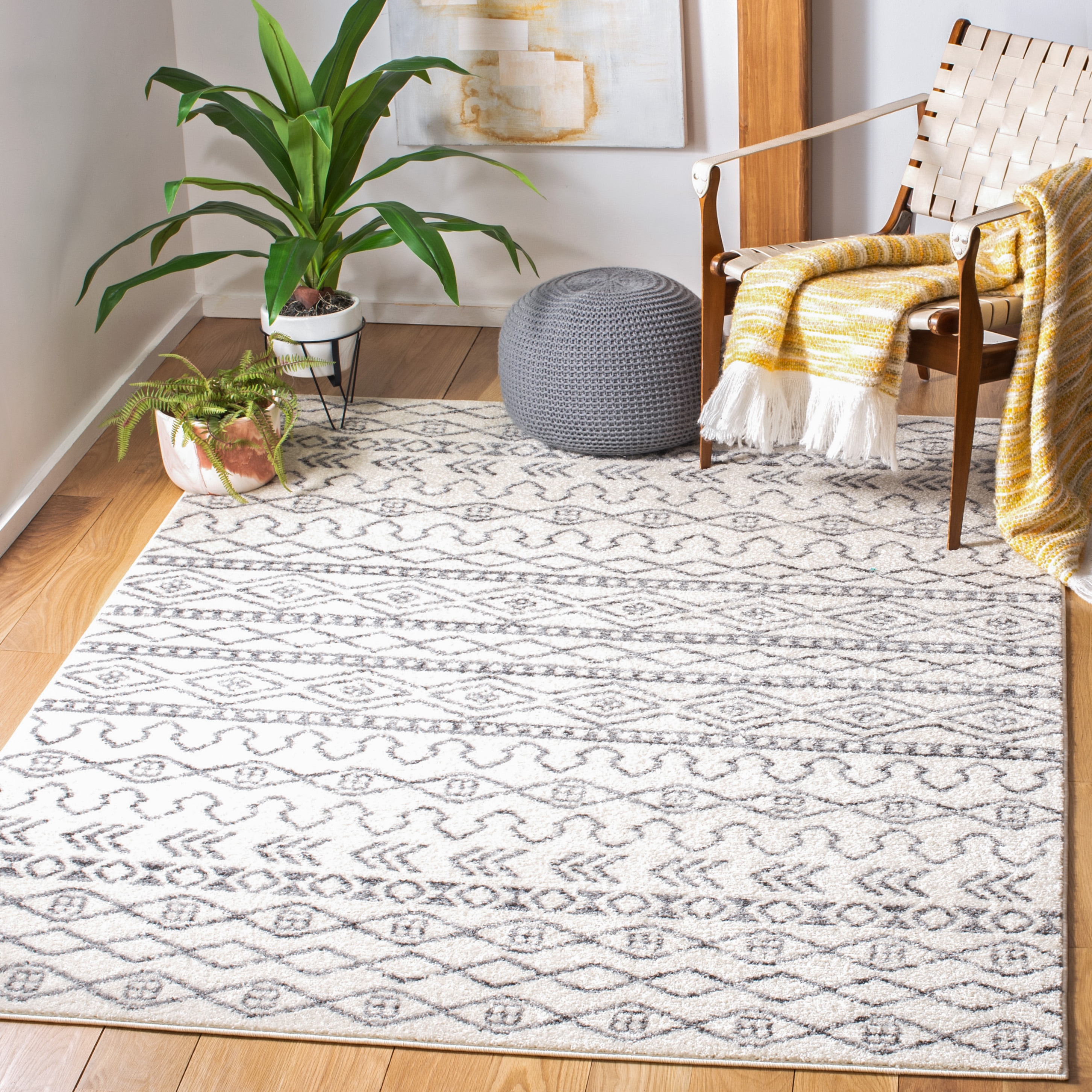 Gray Synthetic Reversible Washable 9' x 12' Area Rug