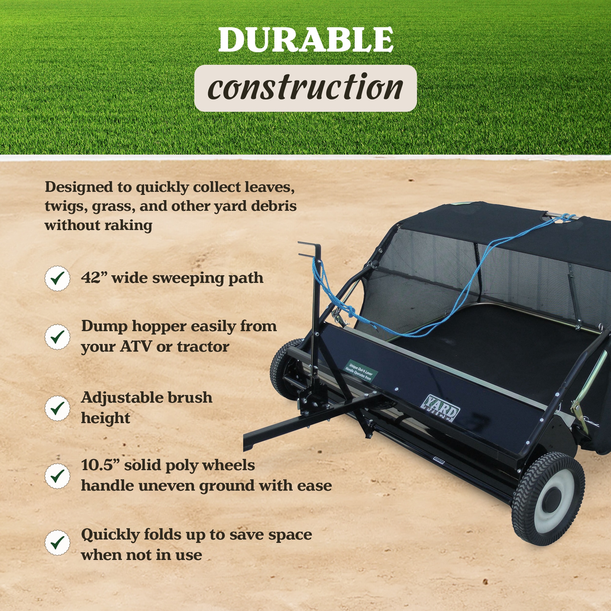 Can a lawn sweeper be used on uneven ground?