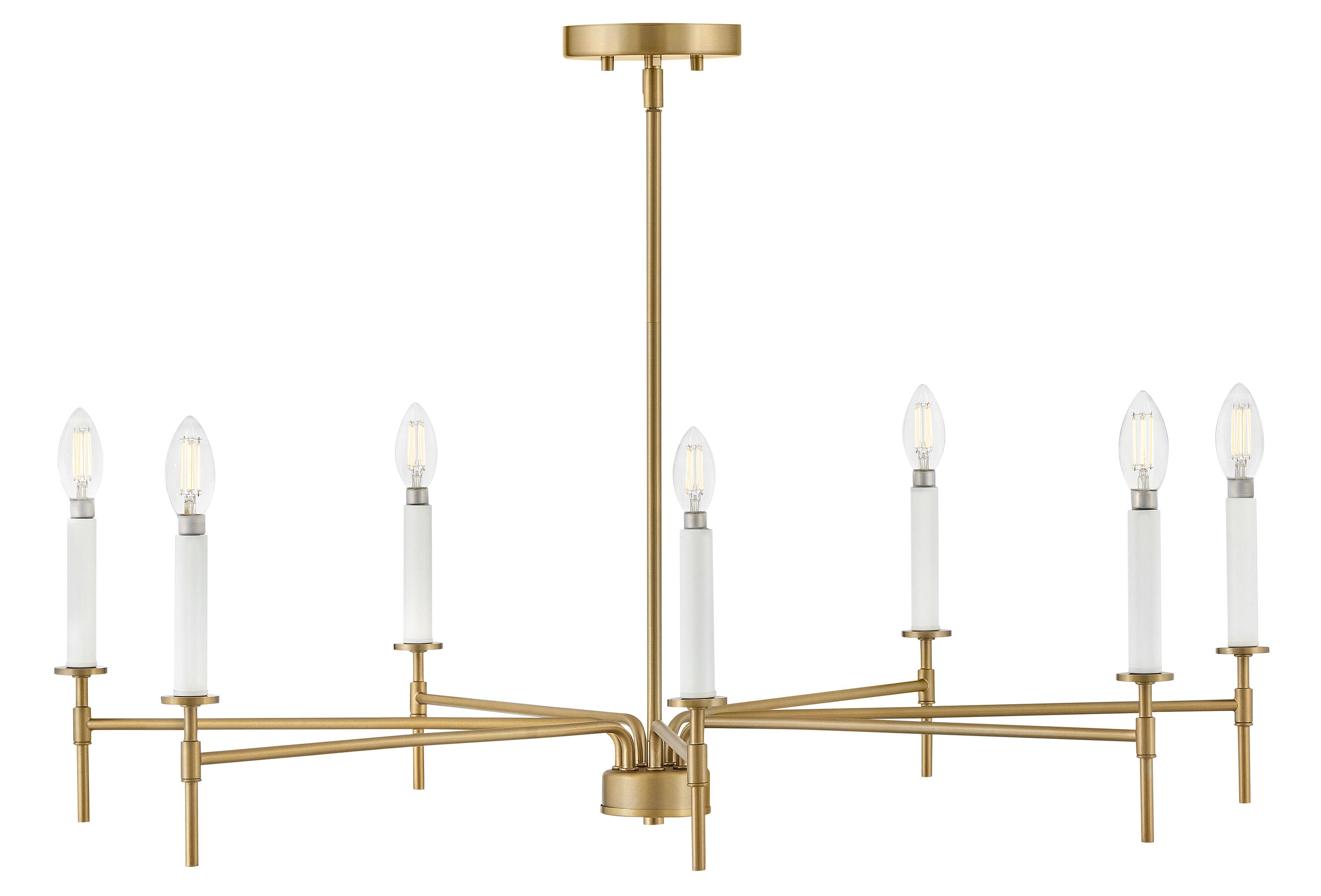 Hux 36" Lacquered Brass 7-Light Candle Style Chandelier
