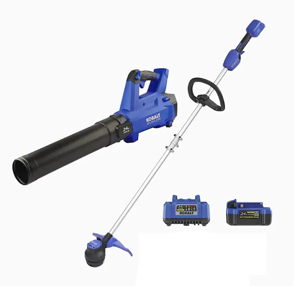 Kobalt KOC 4124A-03 24-volt Cordless Battery String Trimmer and Leaf Blower and 4 Ah (Battery Included) (Charger Included)