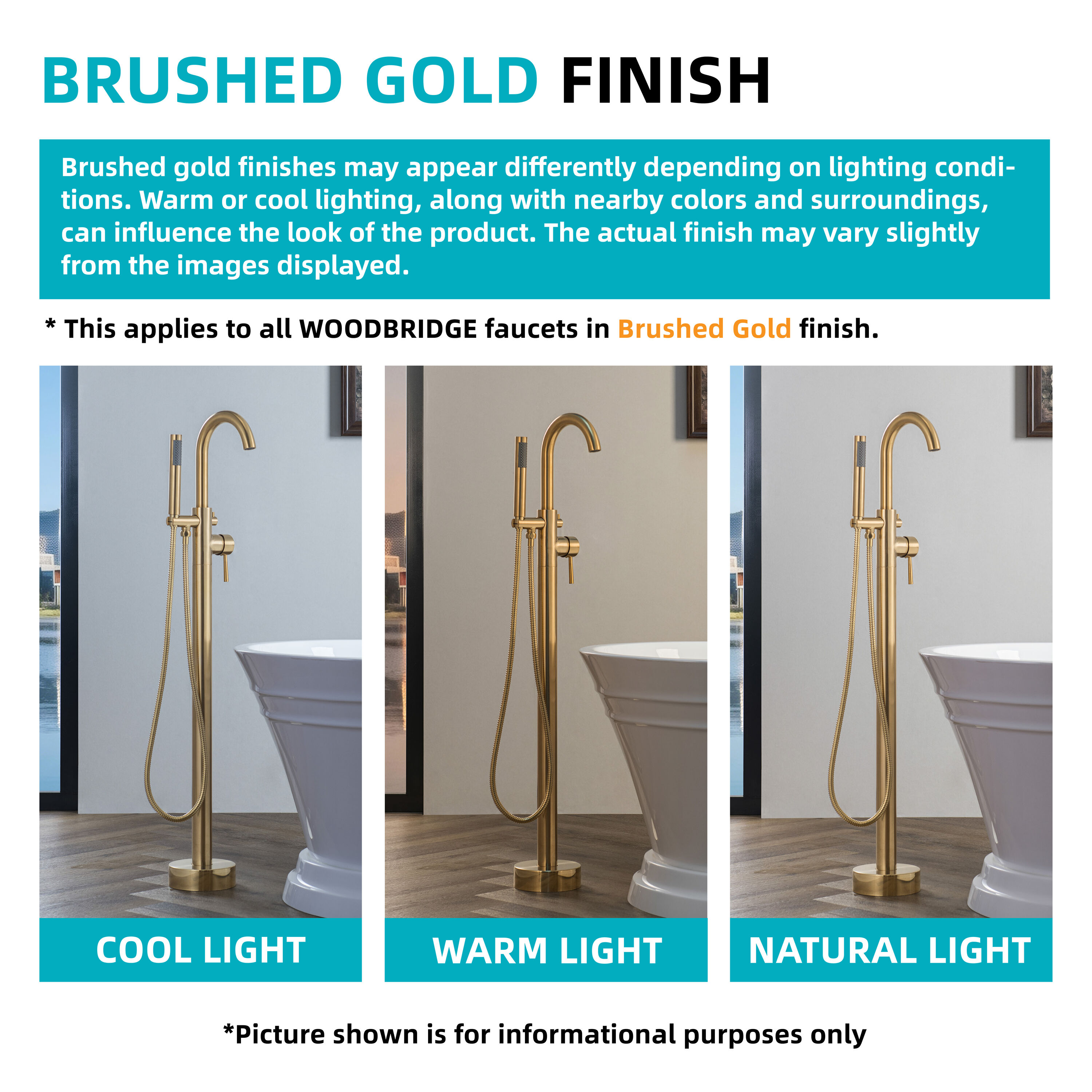 Woodbridge Frankfurt Brushed Gold 1-handle Freestanding Swivel