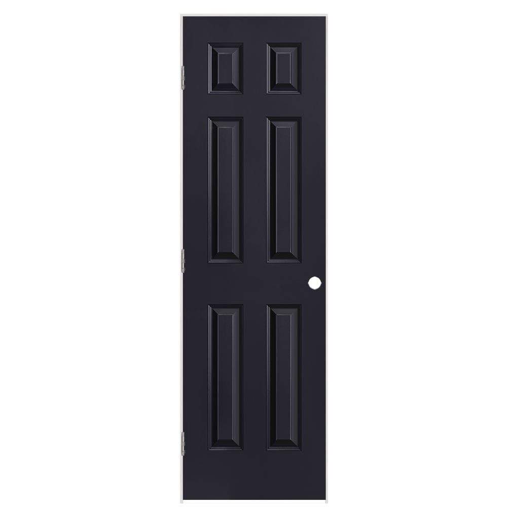 Masonite 1317427 24-in x 80-in Midnight Solid core 6-panel Left hand Smooth Prefinished Molded composite Flat Jamb Single Prehung Interior Door