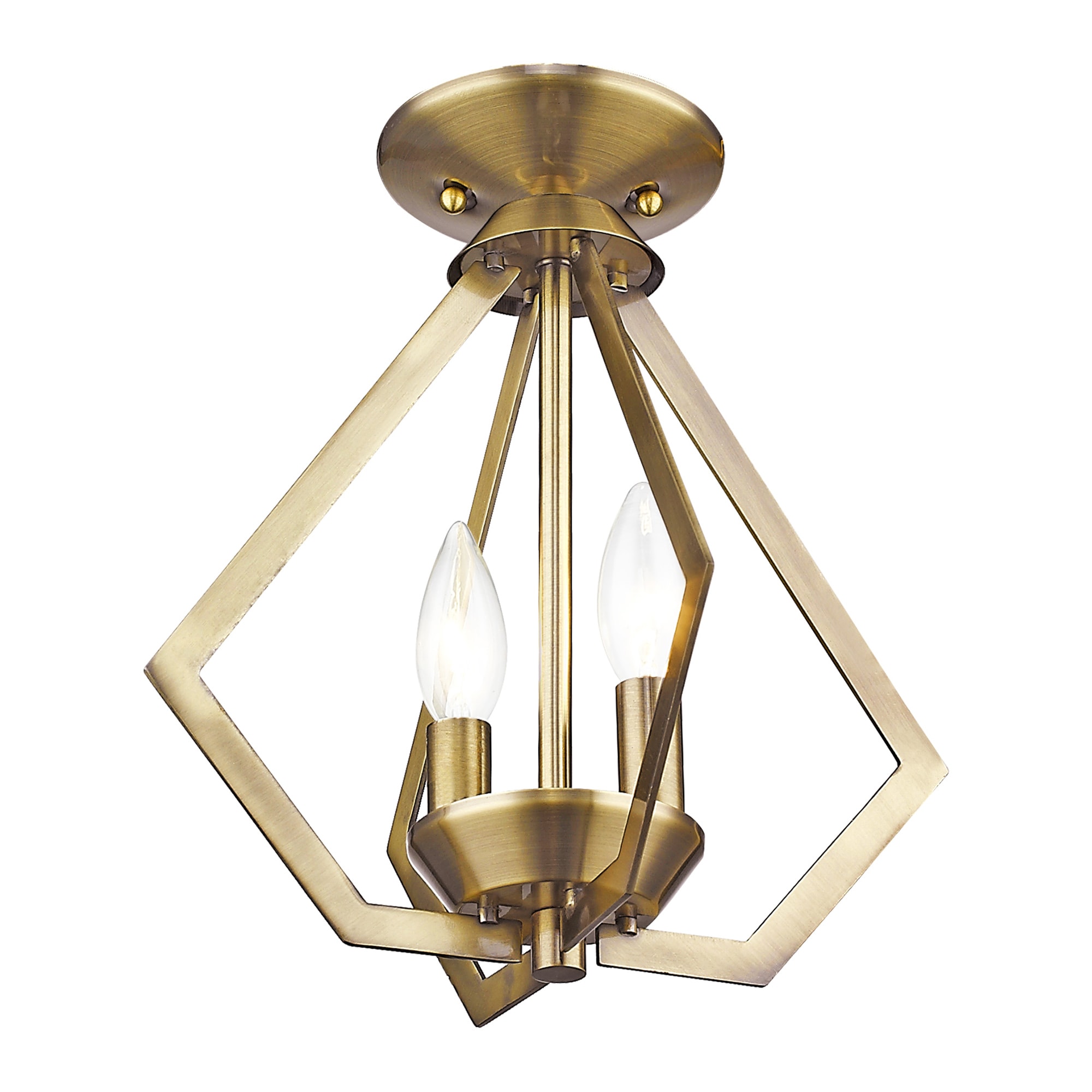 Mini Geometric Brass Pendant Light with Steel Frame