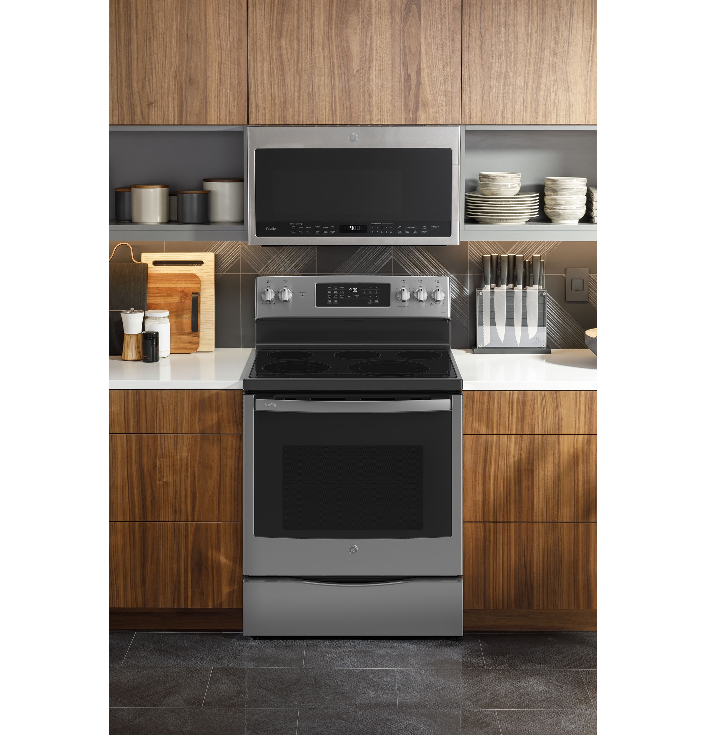 GE Profile 30-in Glass Top 5 Burners 6.2-cu ft Self & Steam Cleaning ...