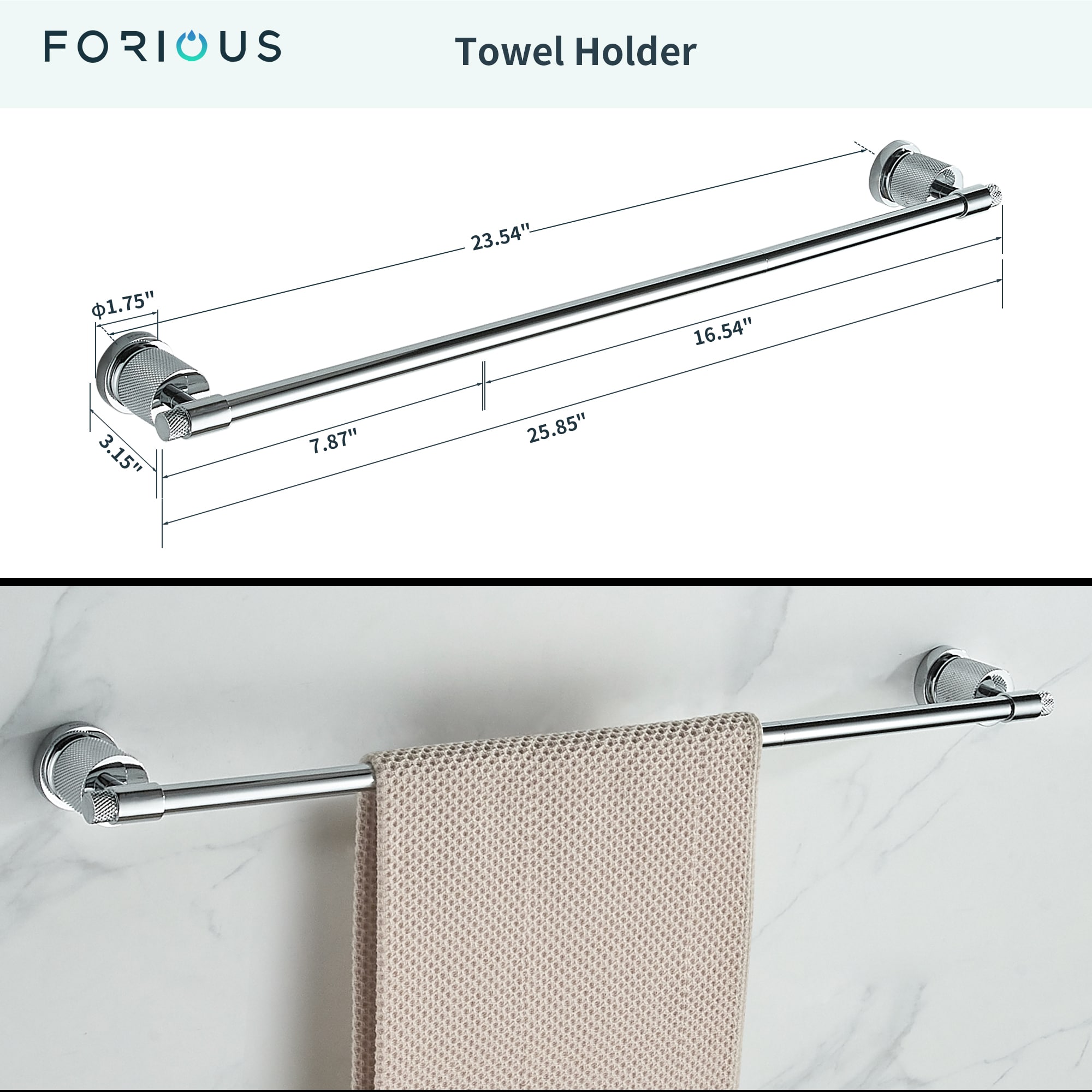 FORIOUS LL19011CH4A Decorative-Bath-Hardware-Kits - View #10