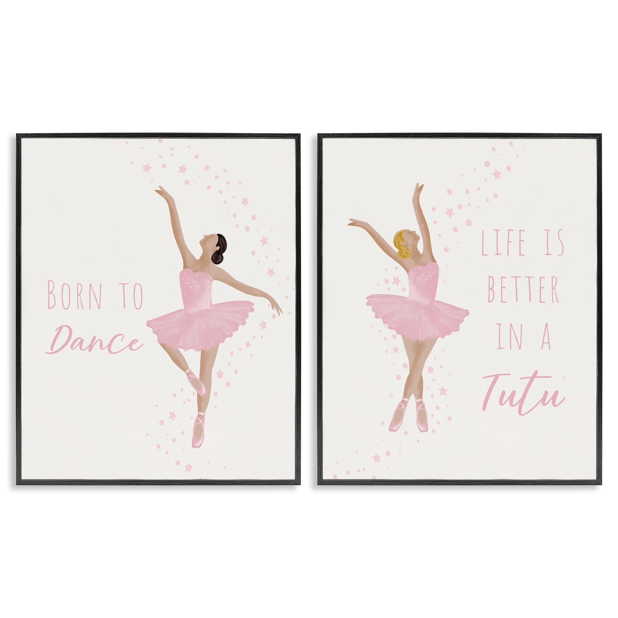 Stupell Industries B2-942-FR-2PC-16X20 Inspiring Ballerina Sentiments 2pc Framed Giclee Set design by Chen Alyesh