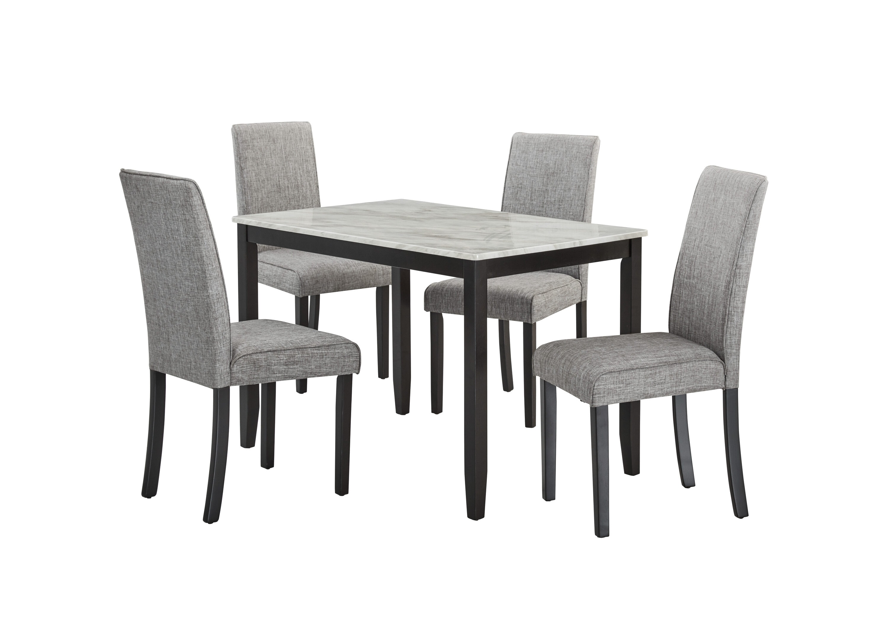 Siavonce XHS00058 White + Dark Espresso + Gray Contemporary/Modern Dining Room Set with Rectangular Table ( Seats 4 )