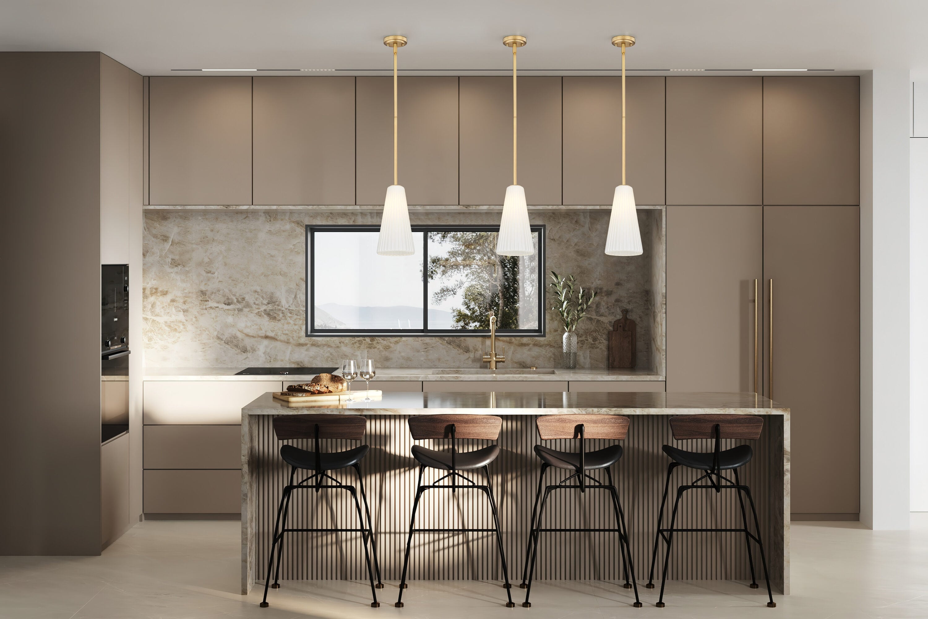 Z-Lite 3043P7-ROD-MGLD Farrell 1 -Light Modern Gold Transitional Frosted glass Cone Small Hanging Pendant light