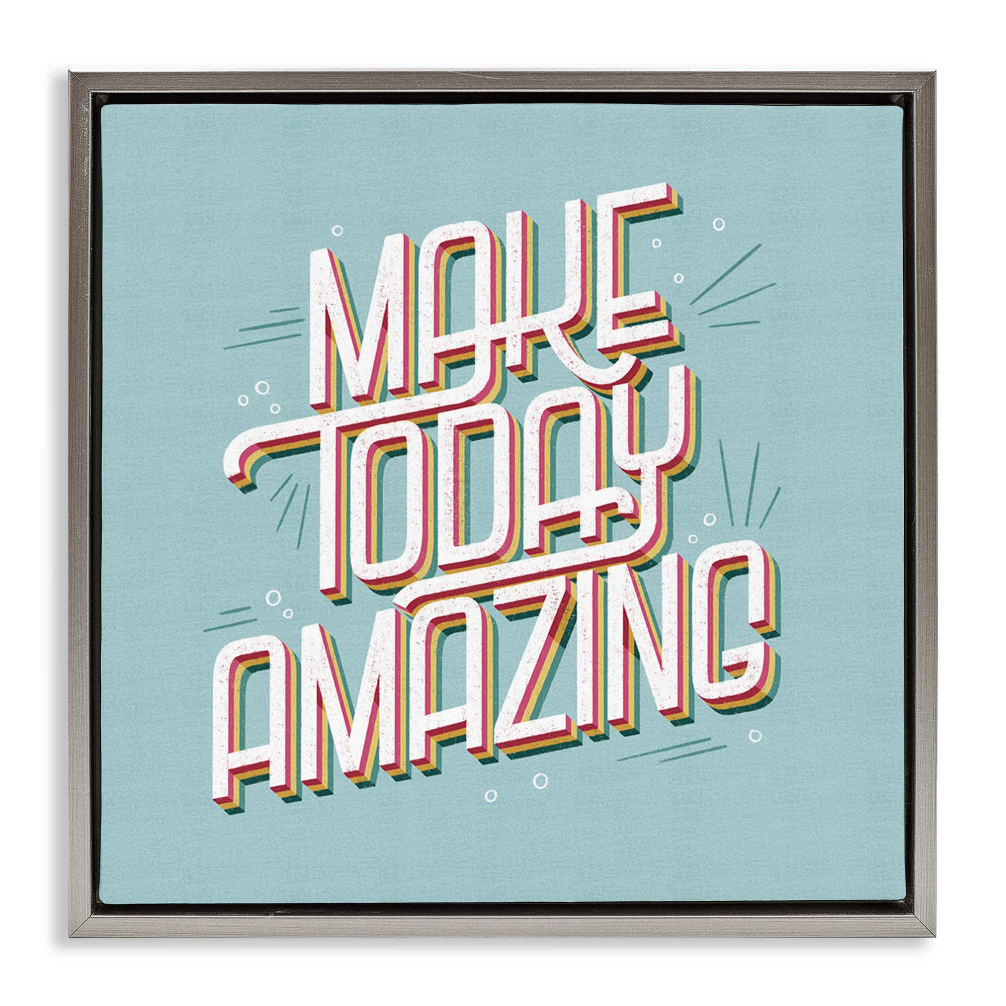 Stupell Industries BT-427-FFL-17X17 Vintage Make Today Amazing Gray Framed Floater Canvas Wall Art By Sarah Hickman 18 x 18