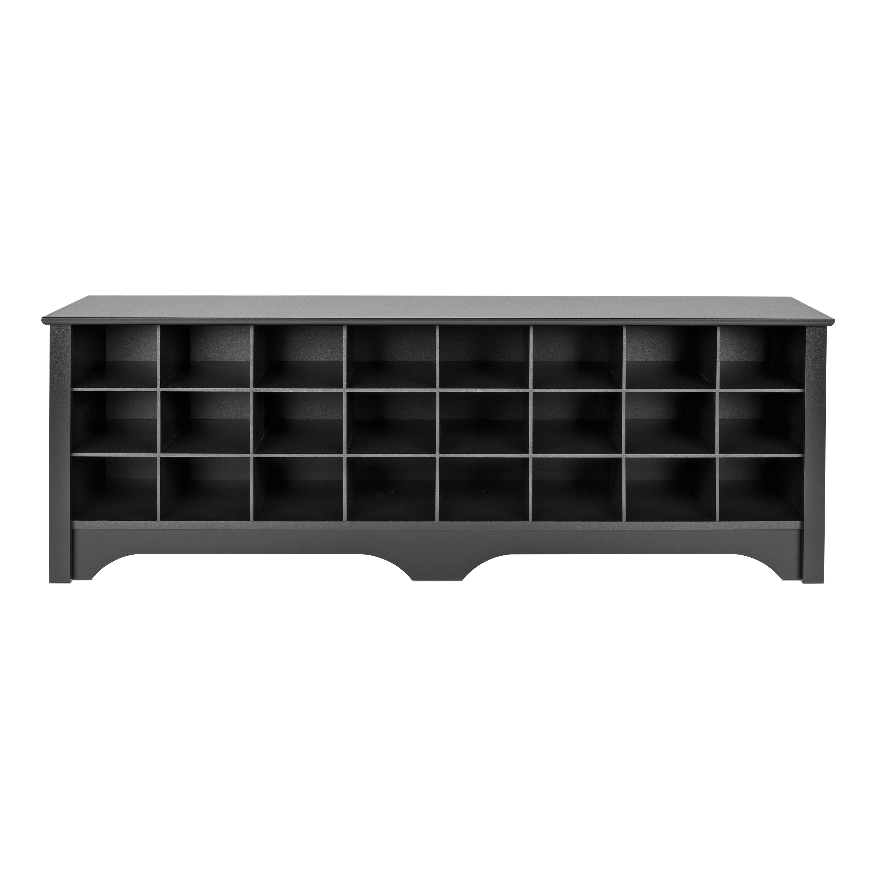 Prepac Black Shoe Storage Bench with 24 Cubbies - Entryway Shoe ...