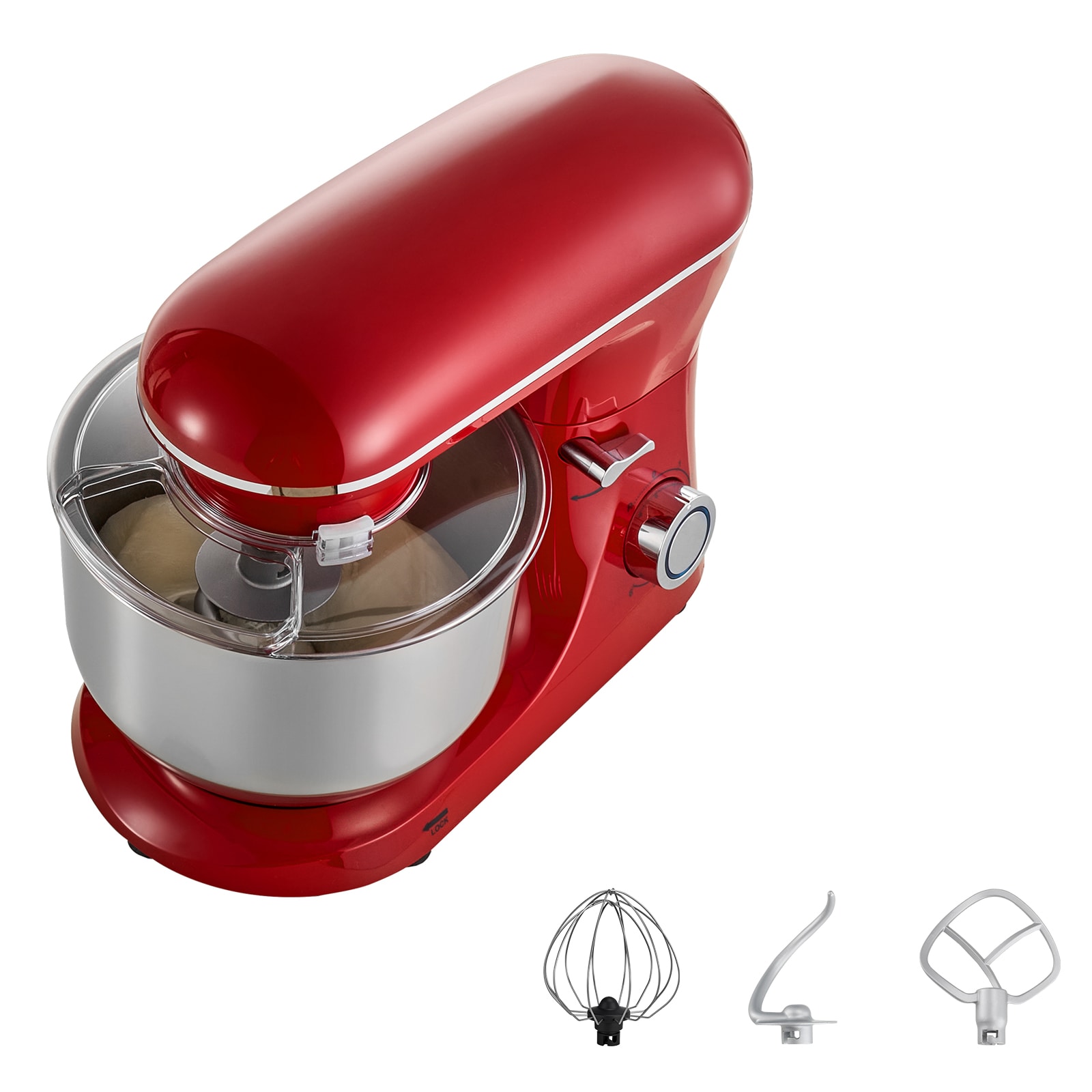 VEVOR CJBTMSJBJWDS90TYN1V1 Stand Mixer Red 6-Quart Commercial Tilt-head Stand Mixer