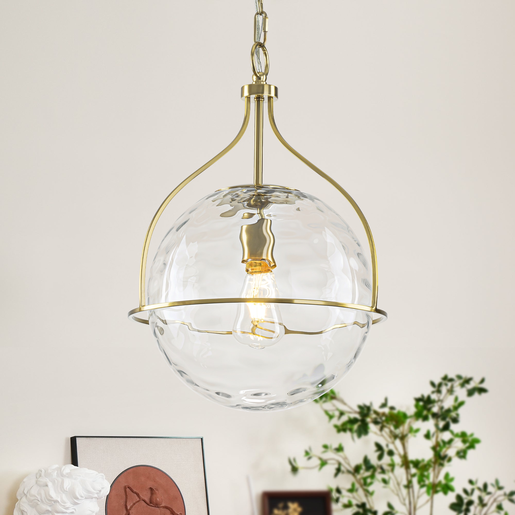 Rennnsan Paylor 1 -Light Brass Industrial Globe Medium Hanging Pendant Light
