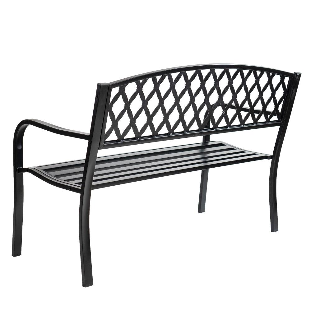 Patio Premier Outdoor Park Bench the Design, Park at Frame, department lbs. Lattice Finish, Black in Weight Steel Benches 500 with Capacity