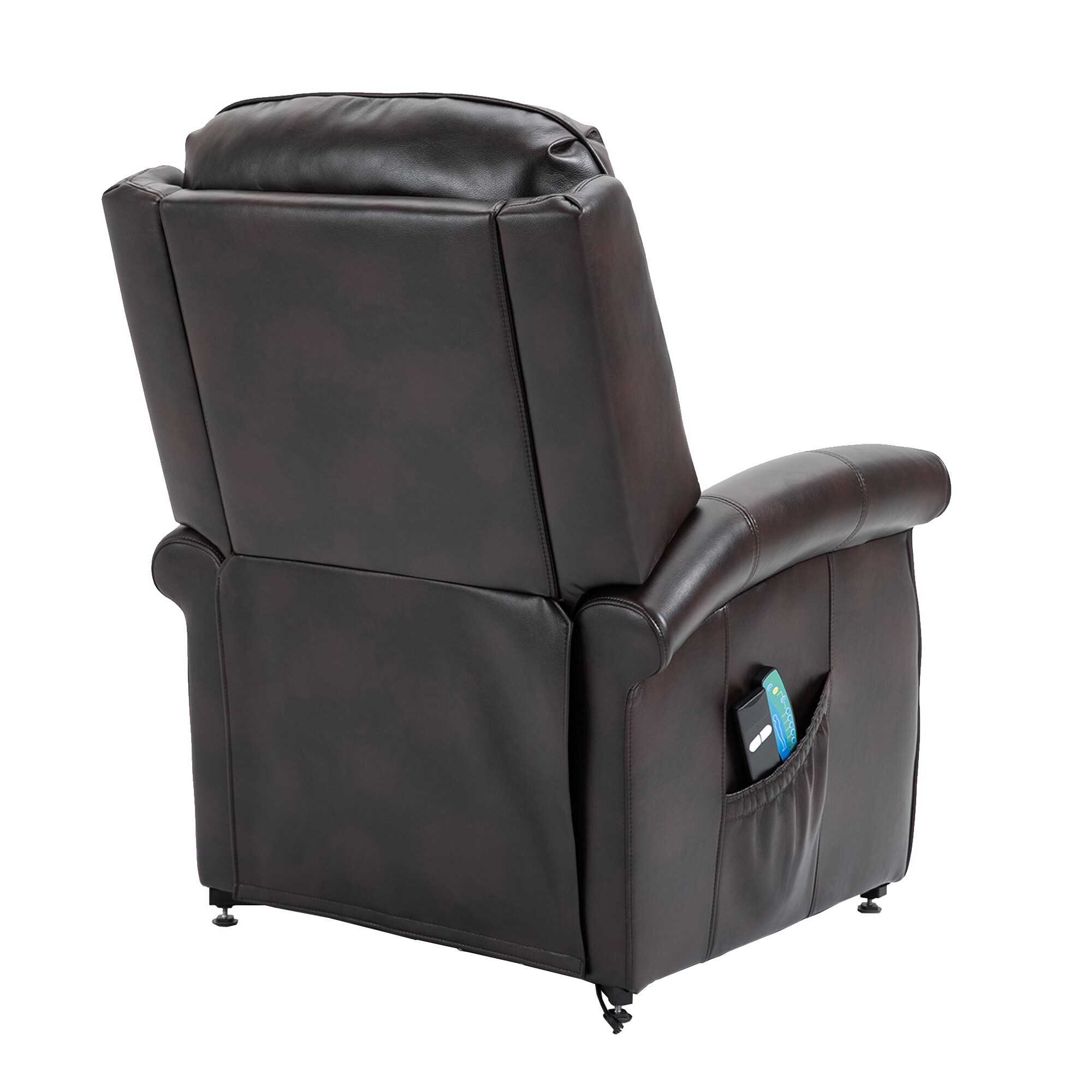 Clihome Recliner Brown Faux Leather Upholstered Powered Reclining ...