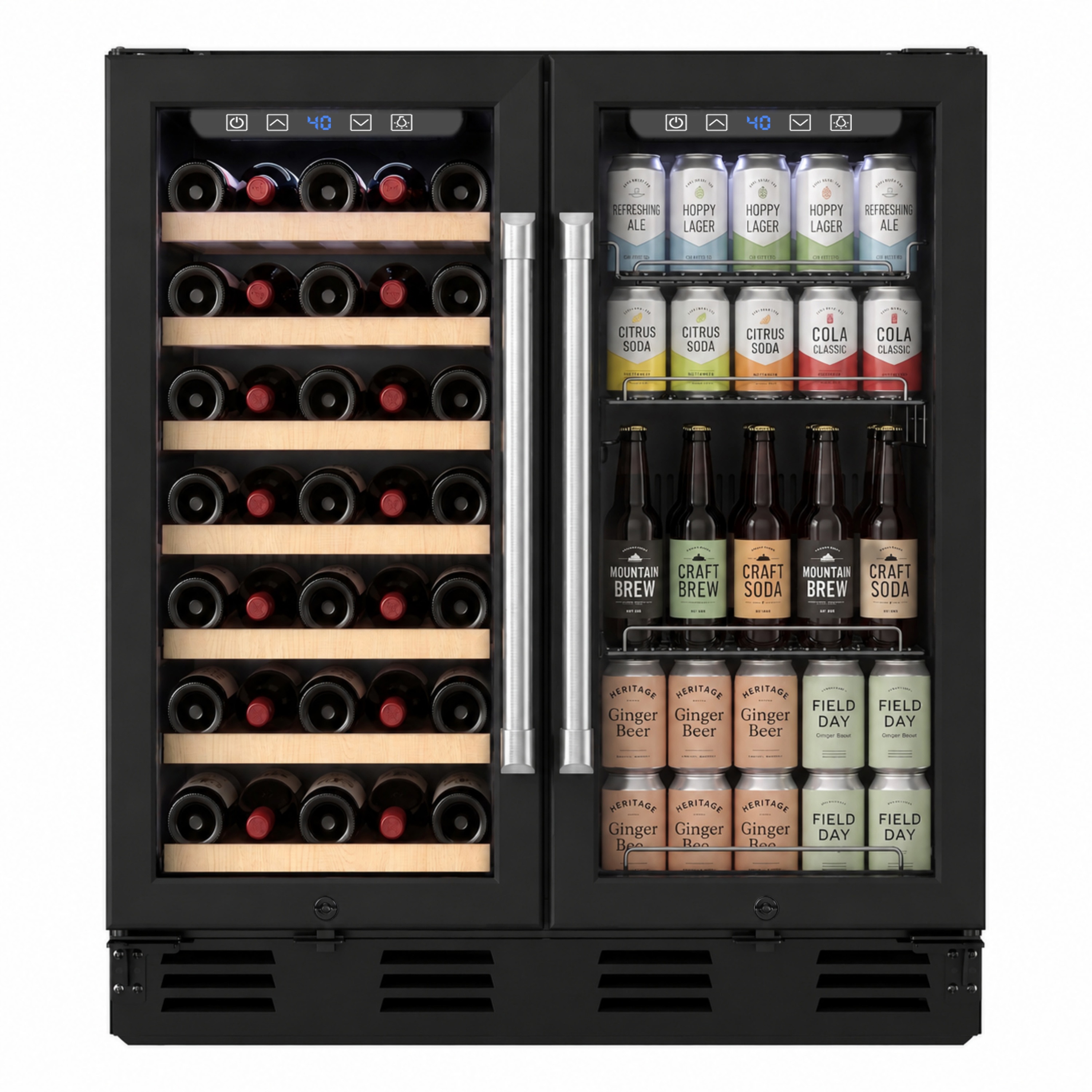 Anlicho 30.5 in. W 35 Bottles and 110 Cans Dual Zone Beverage Refrigerator Built-in/Freestanding Wine Cooler Black Sansujyuku sansujyuku.com