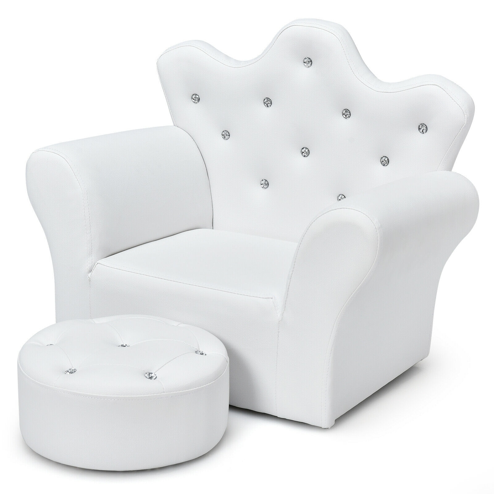 WELLFOR RT Kids Sofas 19 in White Upholstered Kids Accent Chair in