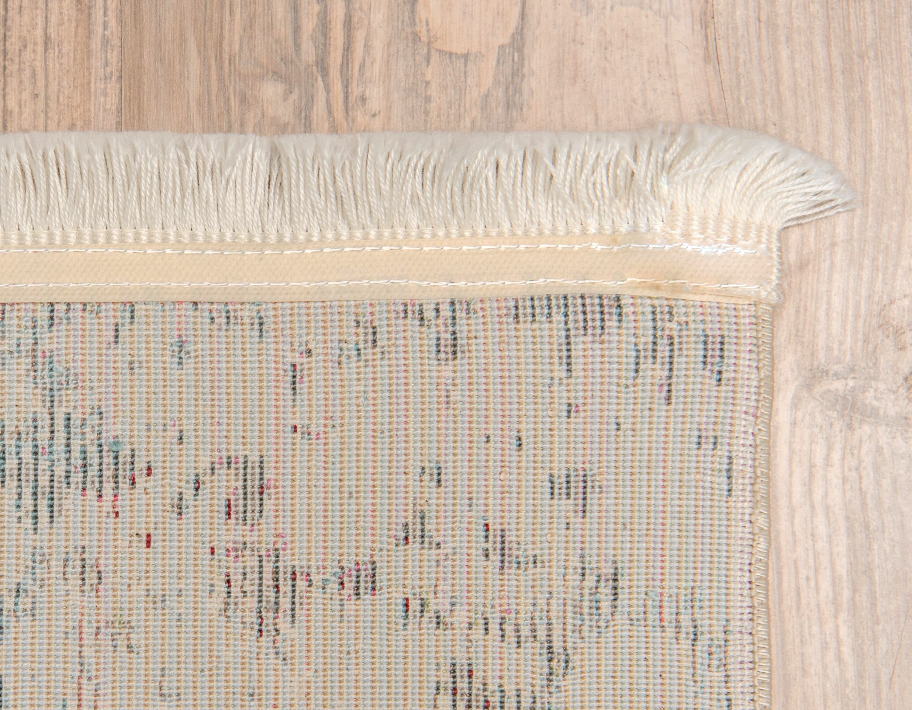 Ivory and Gray-Beige 8' x 10' Rectangular Easy-Care Synthetic Rug