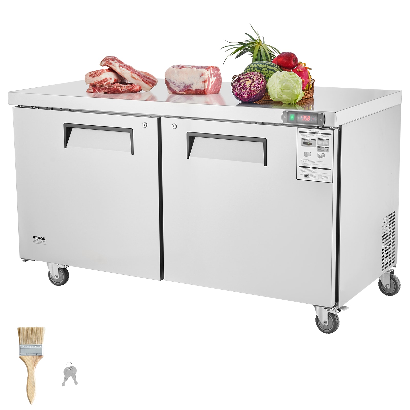 VEVOR ZLSRBQLJSKWCTQWMZV1 Sandwich and Salad Prep Table 60.4-in 16.4 Cu.Ft Fridge Refrigerated Sandwich prep table