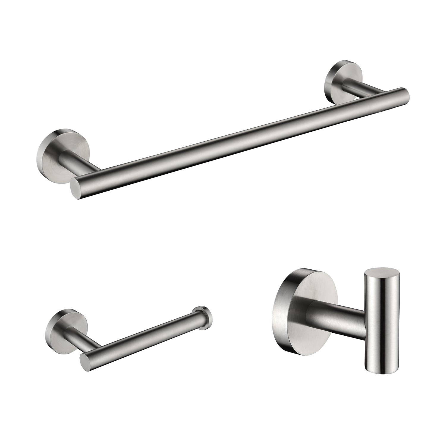 Wooakway 3-Pieces Bathroom Hardware Accessories Set - Towel Bar Toilet Paper Holder Robe Towel Hooks #FXLS0606-605BATHA28