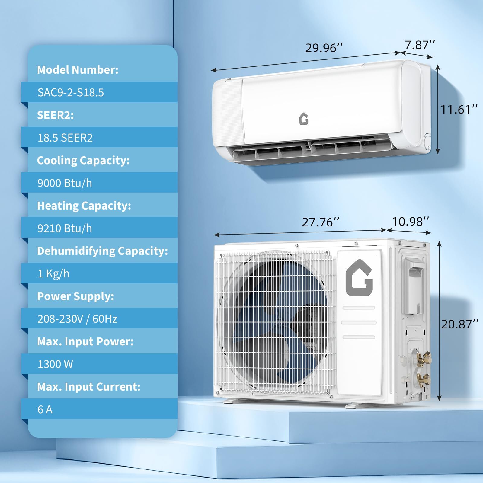 Qeetex 18.5 SEER2 9000 BTU Mini Split Air Conditioner and Heat pump w/Wifi and Remote Control Coolings up to 450 sq.ft Sansujyuku sansujyuku.com