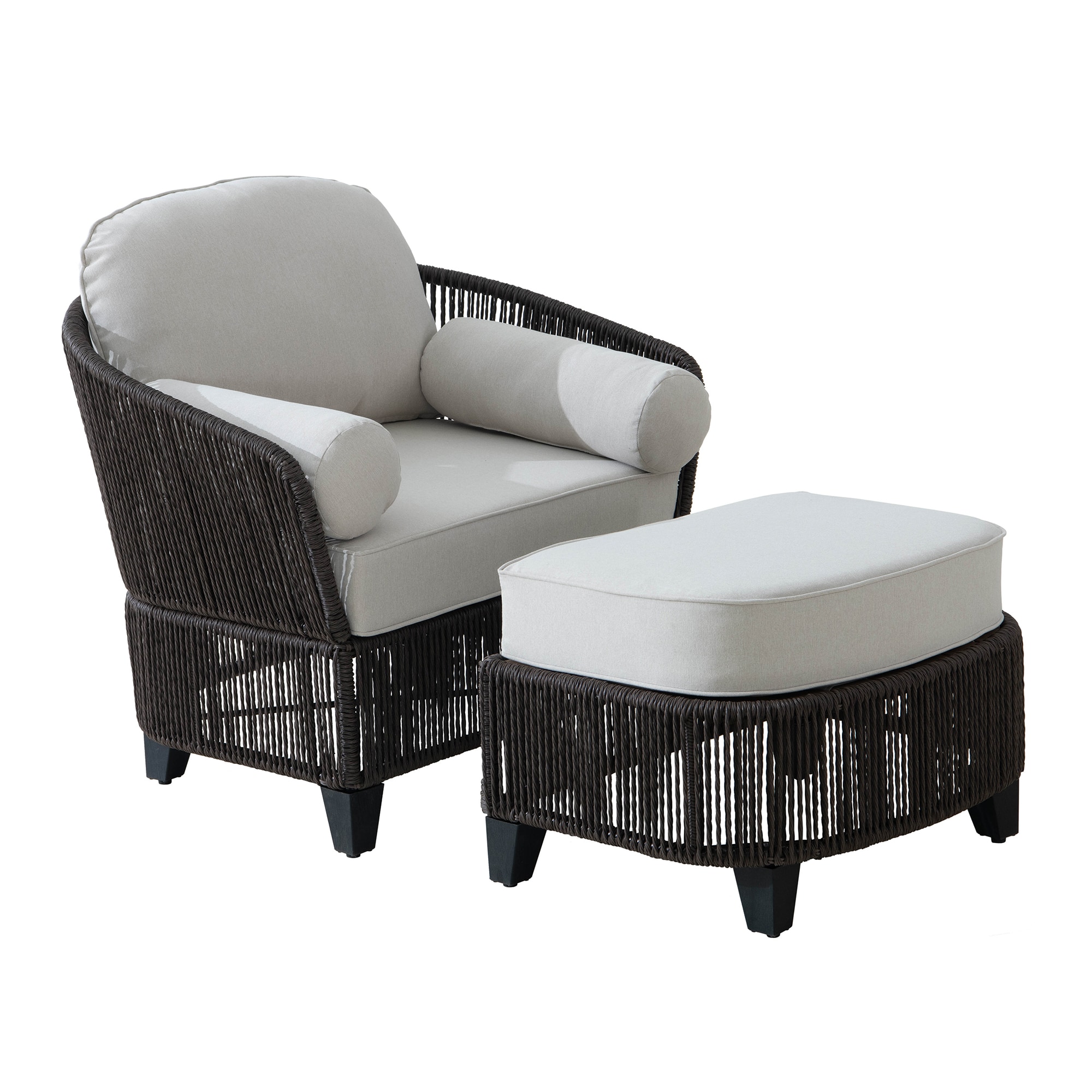 allen + roth Ashford Rattan Brown Steel Frame Stationary