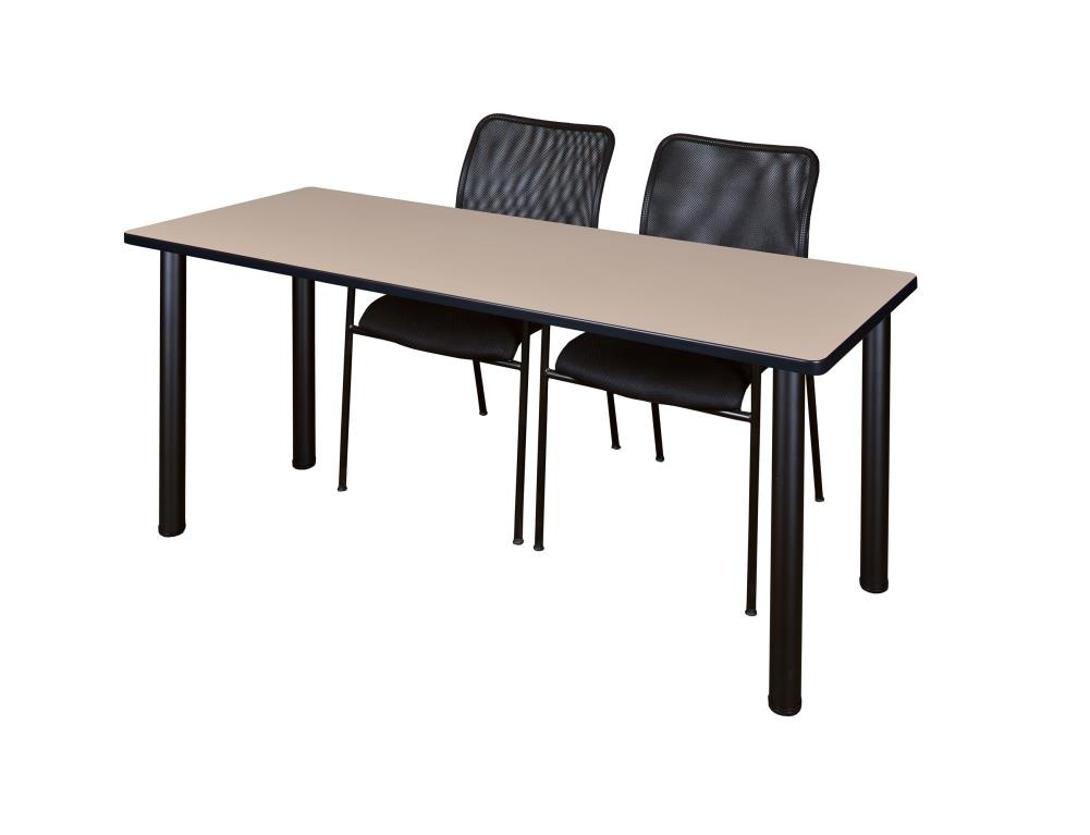 Regency MT6624BEBPBK75BK Training Off-white 4-Person Training Table (66-in W x 29-in H)