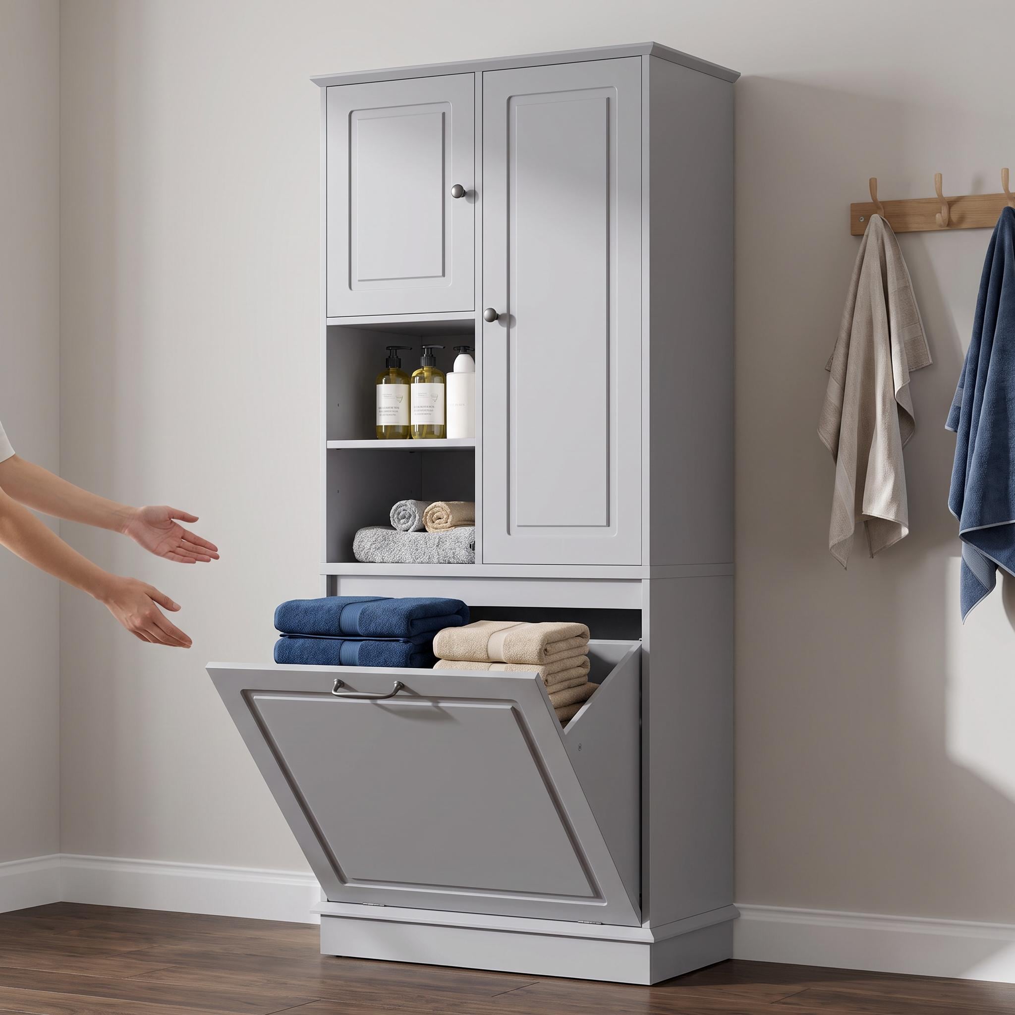 MiniEpic 67.7 in Tall Storage Cabinet with Enclosed Cabinets and Open Shelves
