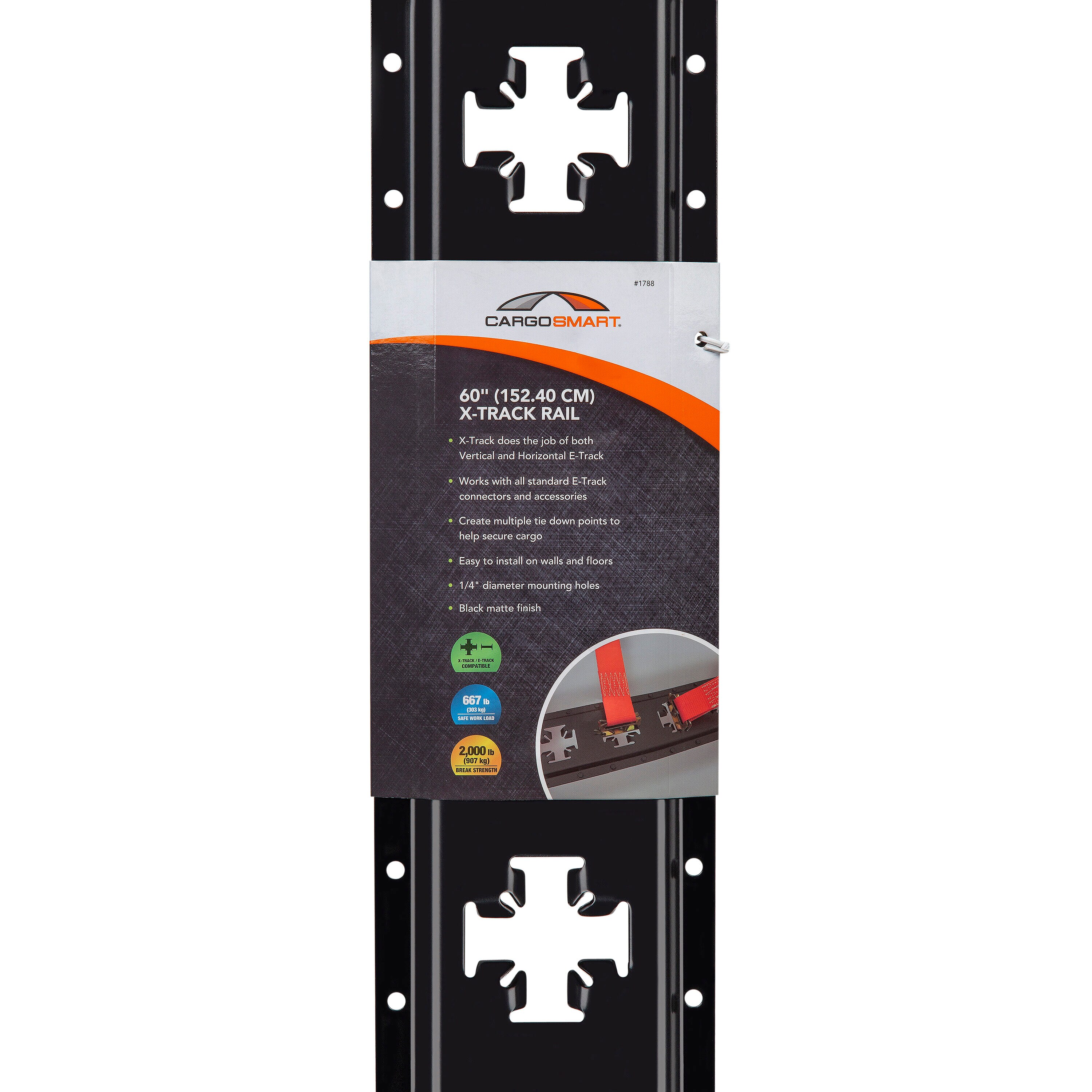 CargoSmart Xtrack Rail, 60 In Black Matte in the Automotive Hardware