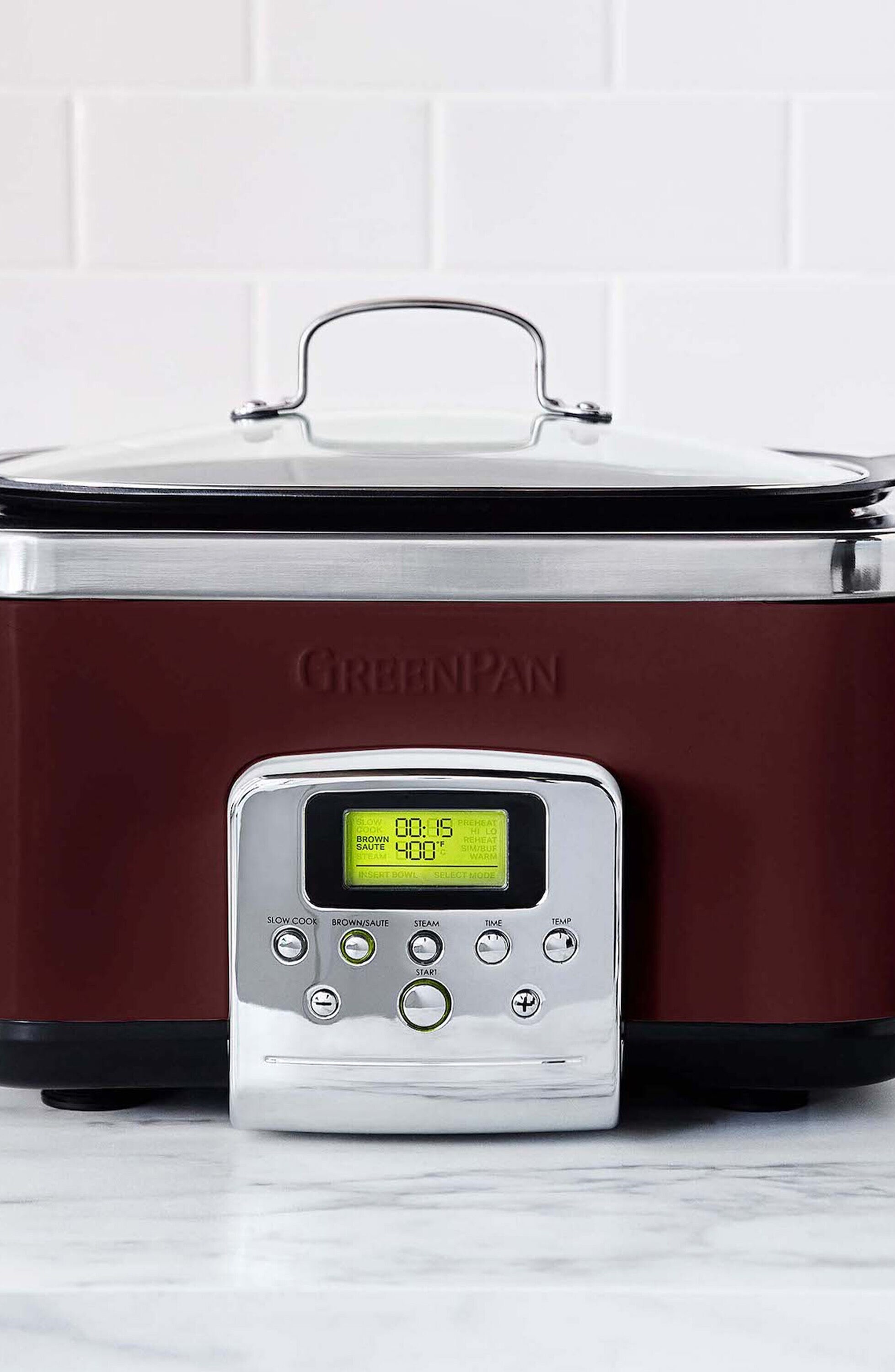 GreenPan 6QT Slow Cooker with Hard Anodized Pot, Fig Purple