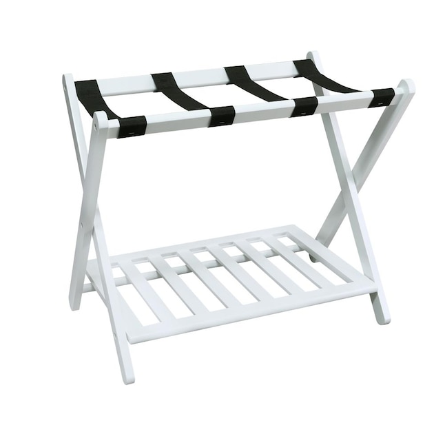 Casual Home White Wood Luggage Rack In, Wooden Luggage Rack With Shelf