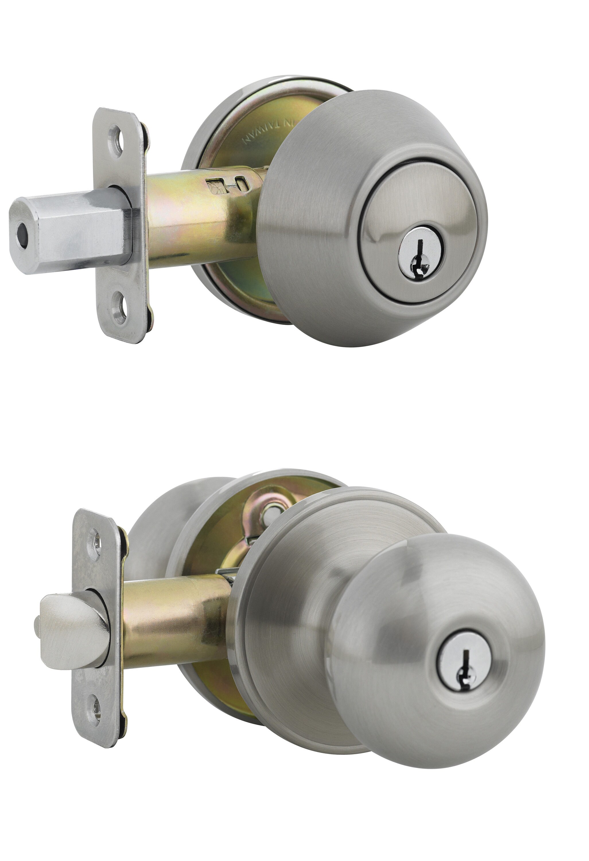 Kwikset Tylo Antique Brass Exterior Single-cylinder deadbolt Keyed Entry  Door Knob in the Door Knobs department at