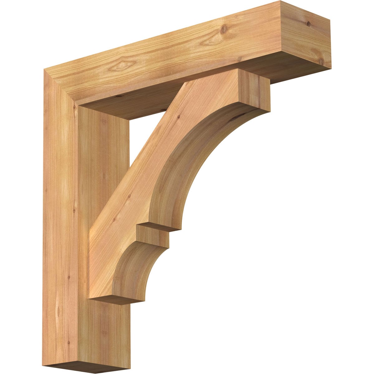 Ekena Millwork 1461941 Balboa Block Smooth Bracket with Offset Brace 5-1/2-in x 22-in x 22-in Western red cedar Brown Wood Standard bracket