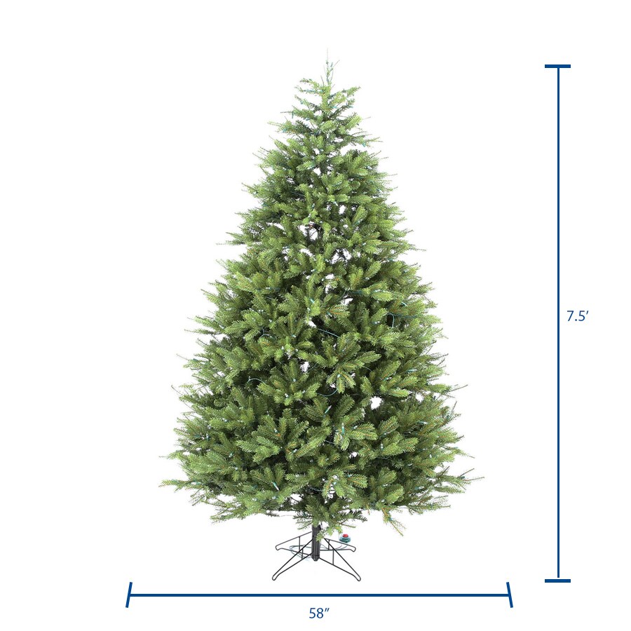 GE 7.5-ft Oakmont Spruce Pre-lit Traditional Artificial Christmas Tree ...