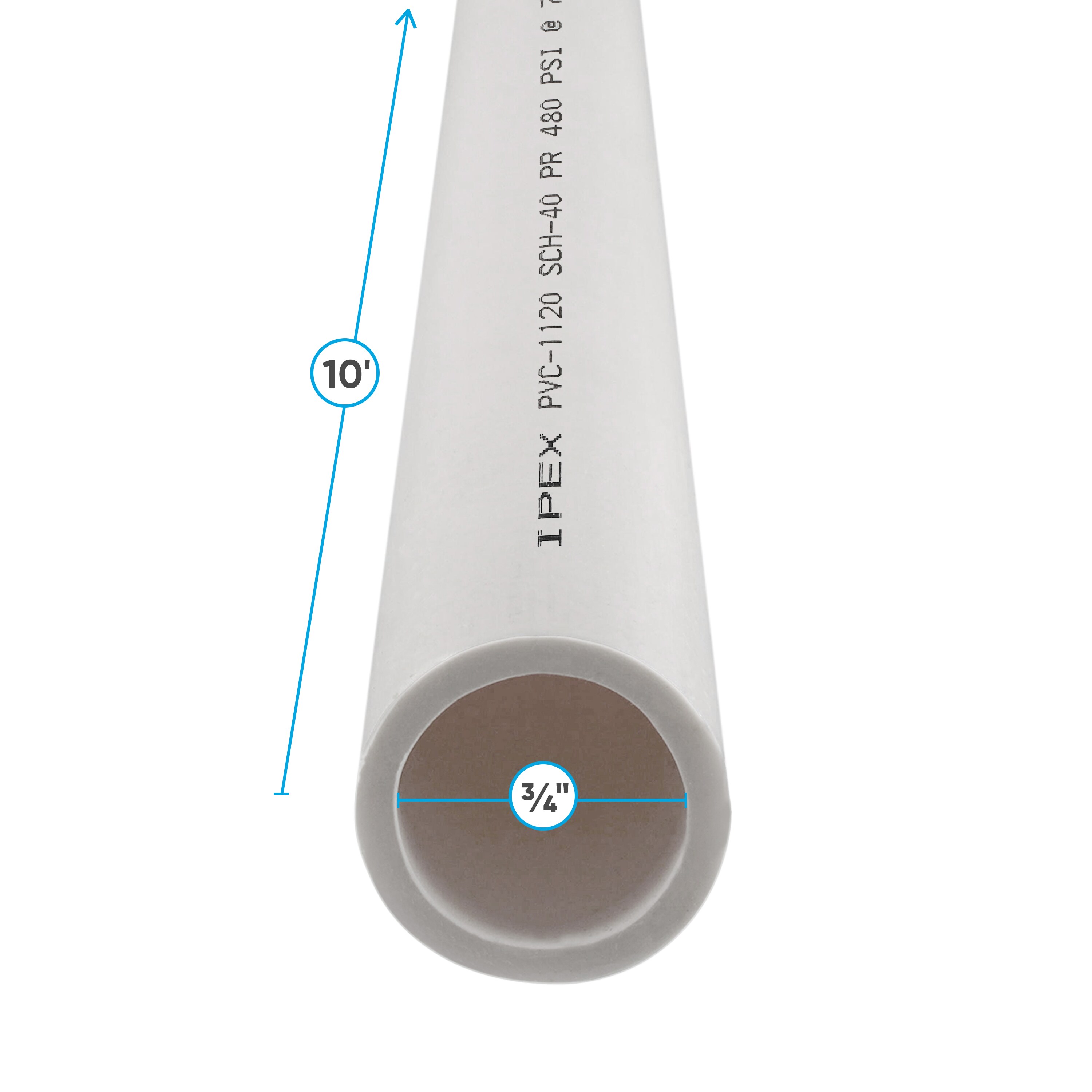 IPEX 3/4-in x 10-ft 480 Psi Schedule 40 PVC Pipe