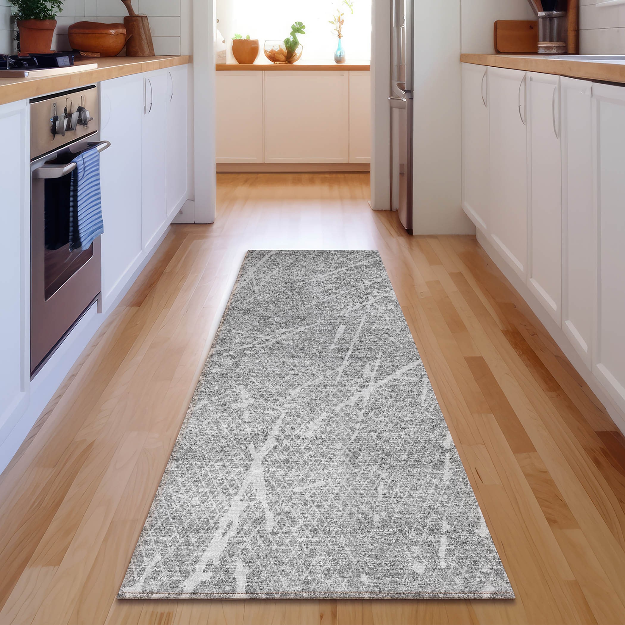 Addison Rugs AMF628GY2X8 Mayfield AMF628GY 2 x 7 (ft) Polyester Gray Rectangular Indoor Geometric Machine washable Runner rug