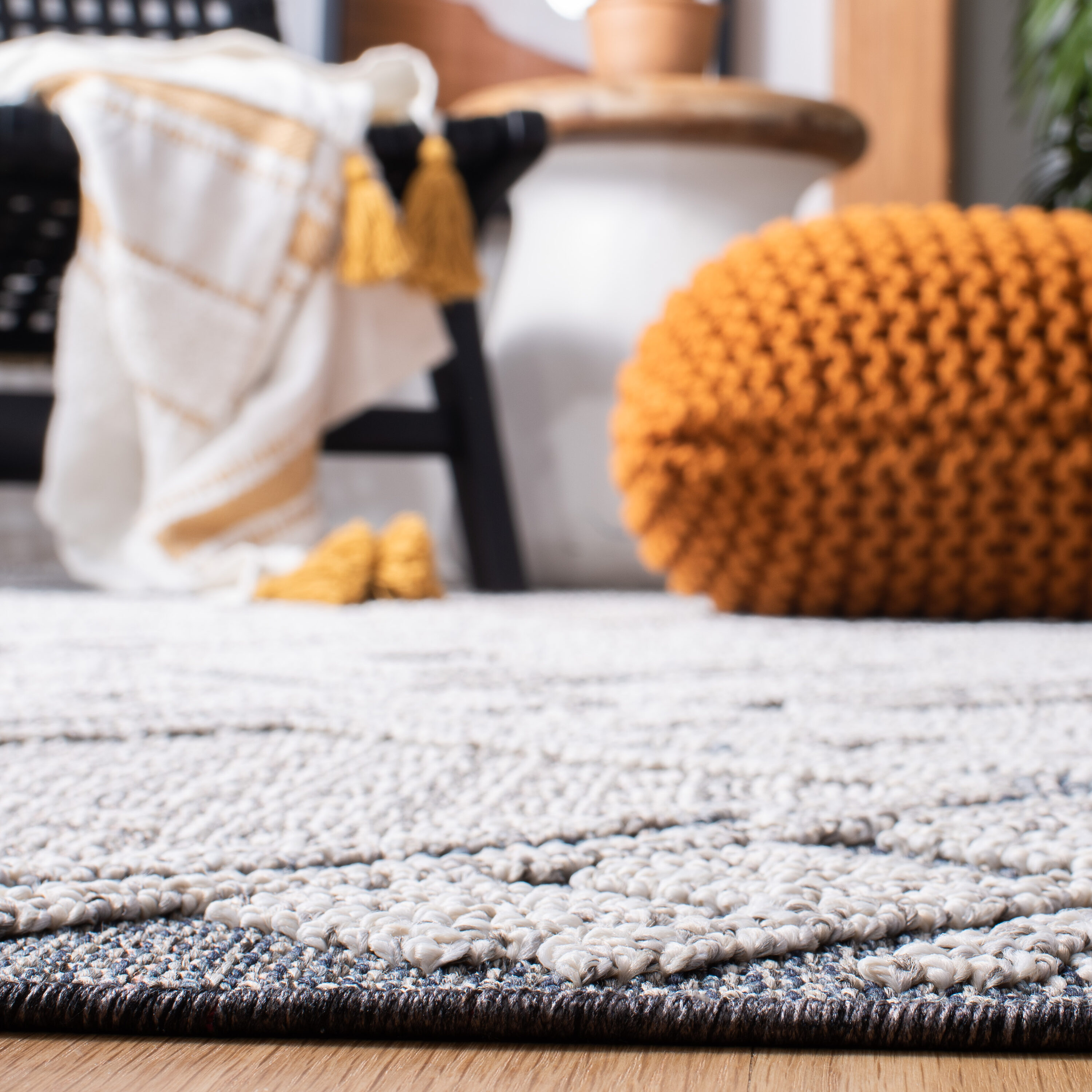 Elegant Gray Synthetic 8' x 10' Non-Slip Rectangular Area Rug