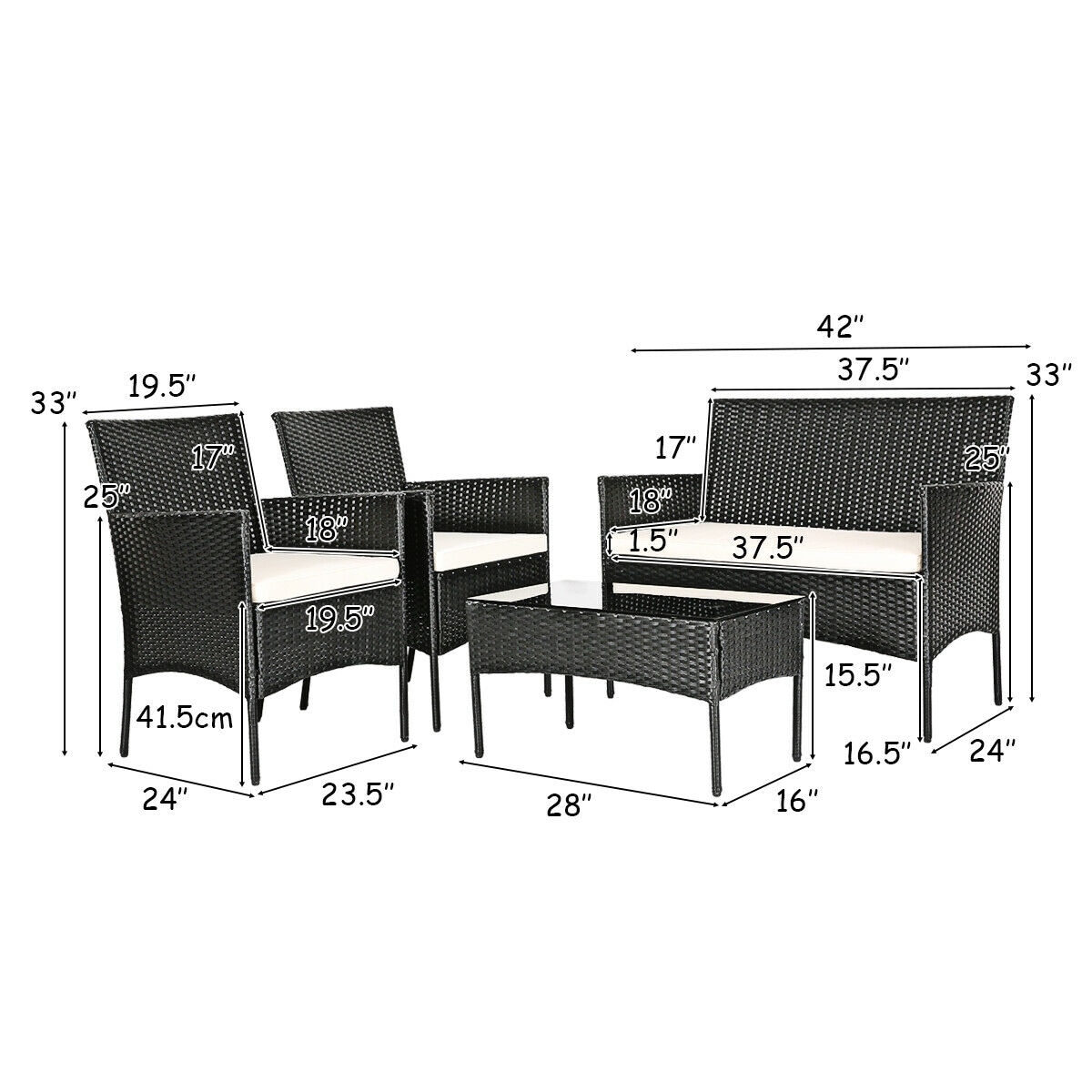 Forclover HYFC-5357WH Patio-Conversation-Sets - View #3