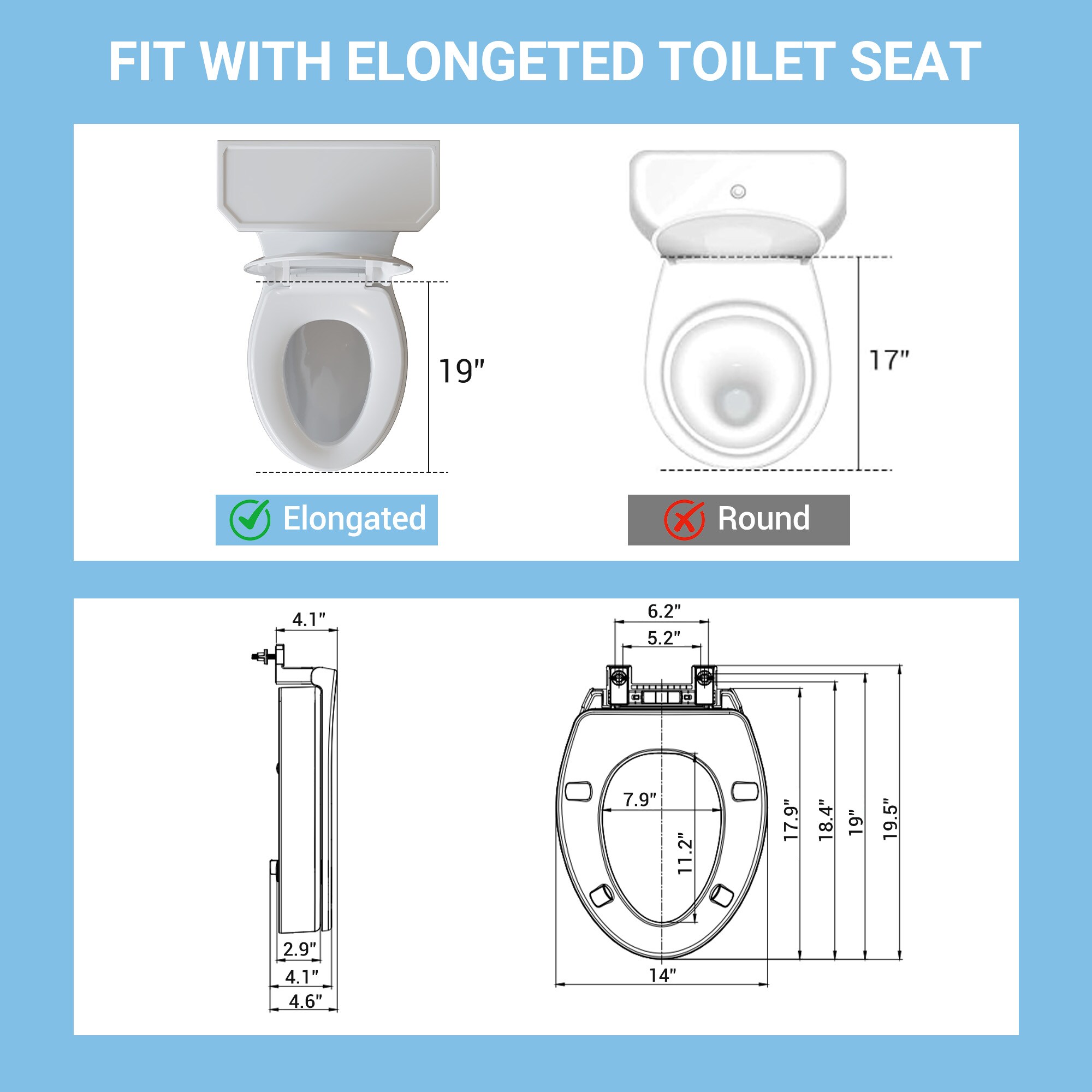 GarveeLife Raised Toilet Seat for Seniors Elongated Elevated Toilet ...