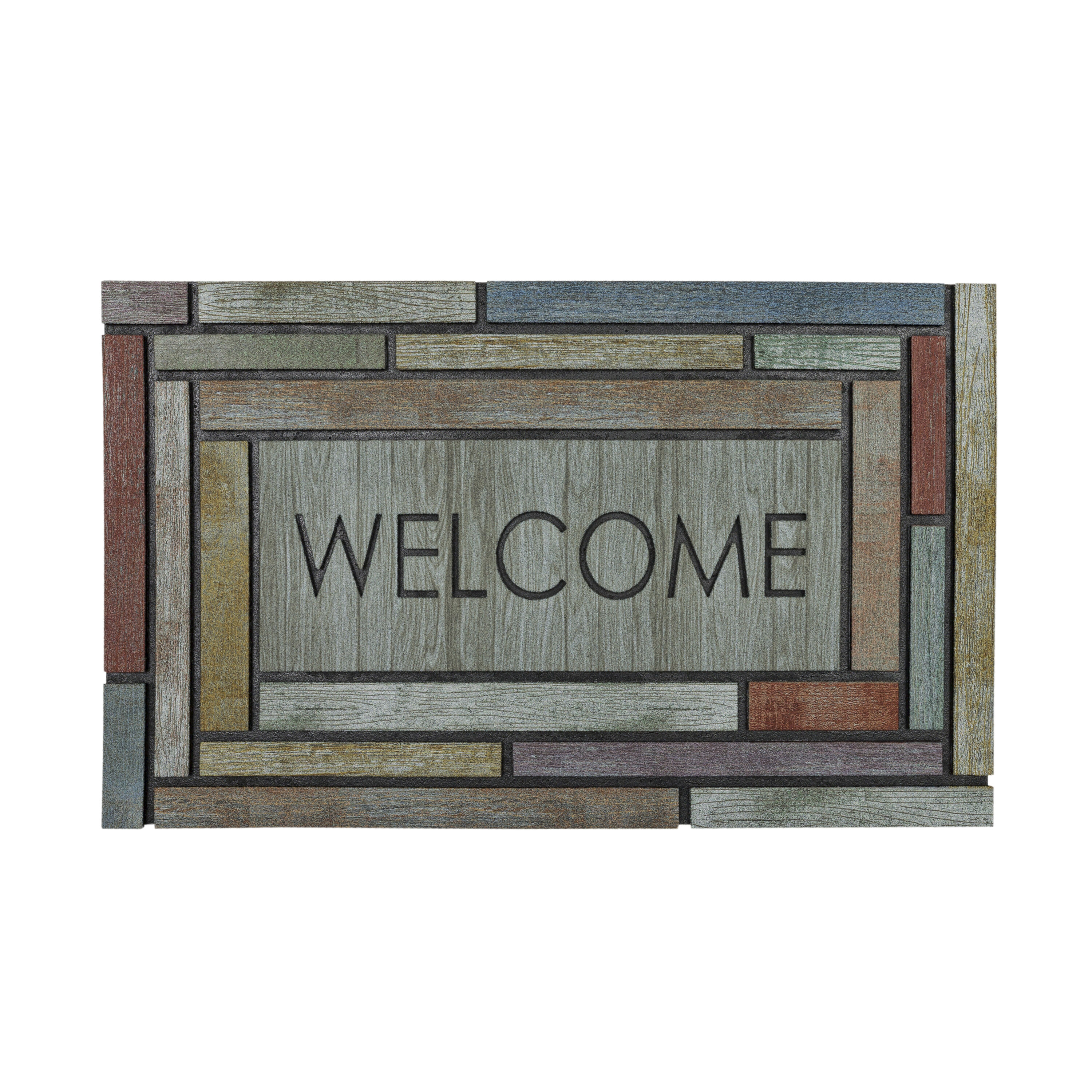 allen + roth F065 19761 018030 18-in x 30-in Multi Polyester Non-Slip Grip Outdoor Decorative Door Mat