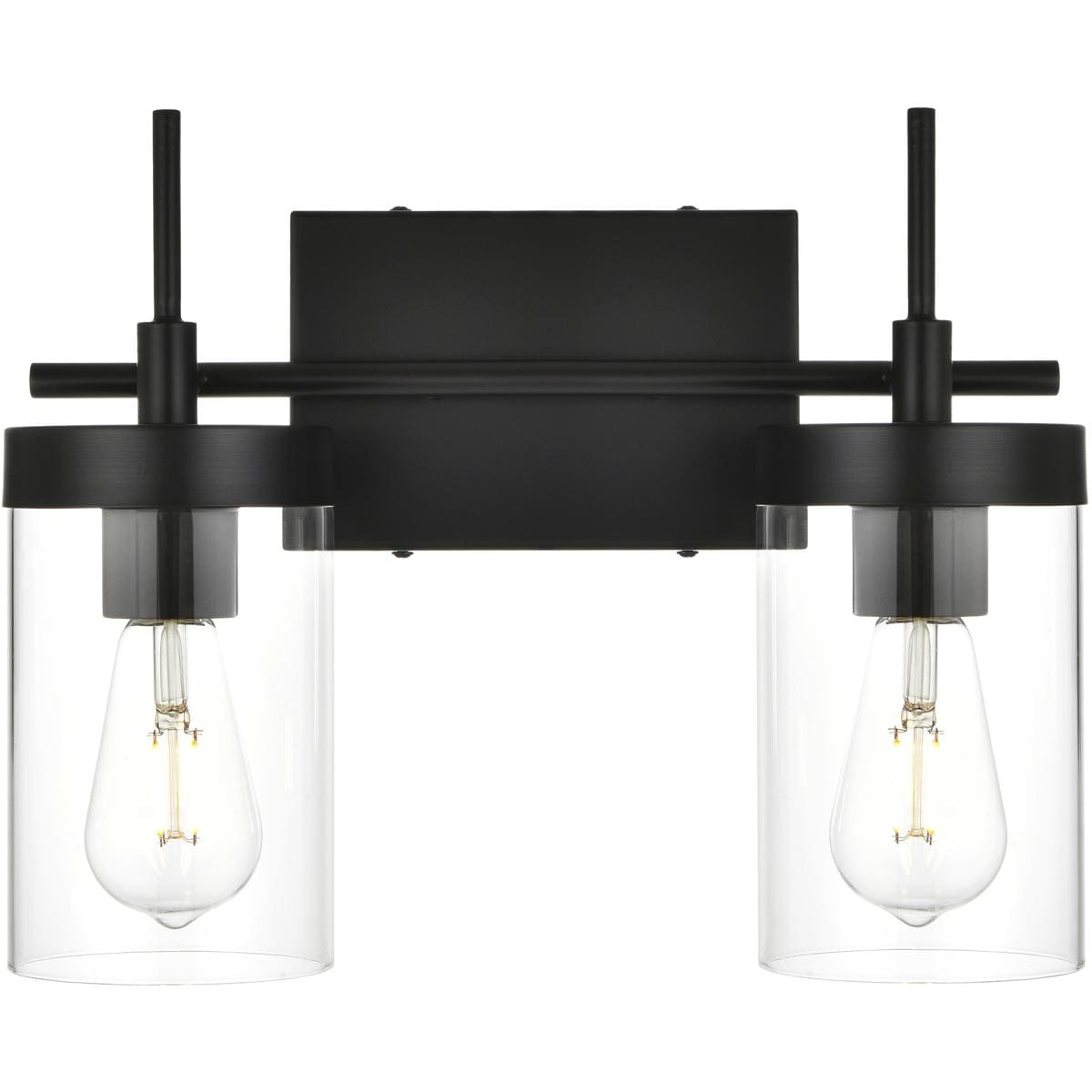 Elegant Lighting Living District LD7319W14BLK Benny 2 Light 14 inch Black Bath Sconce Wall Light