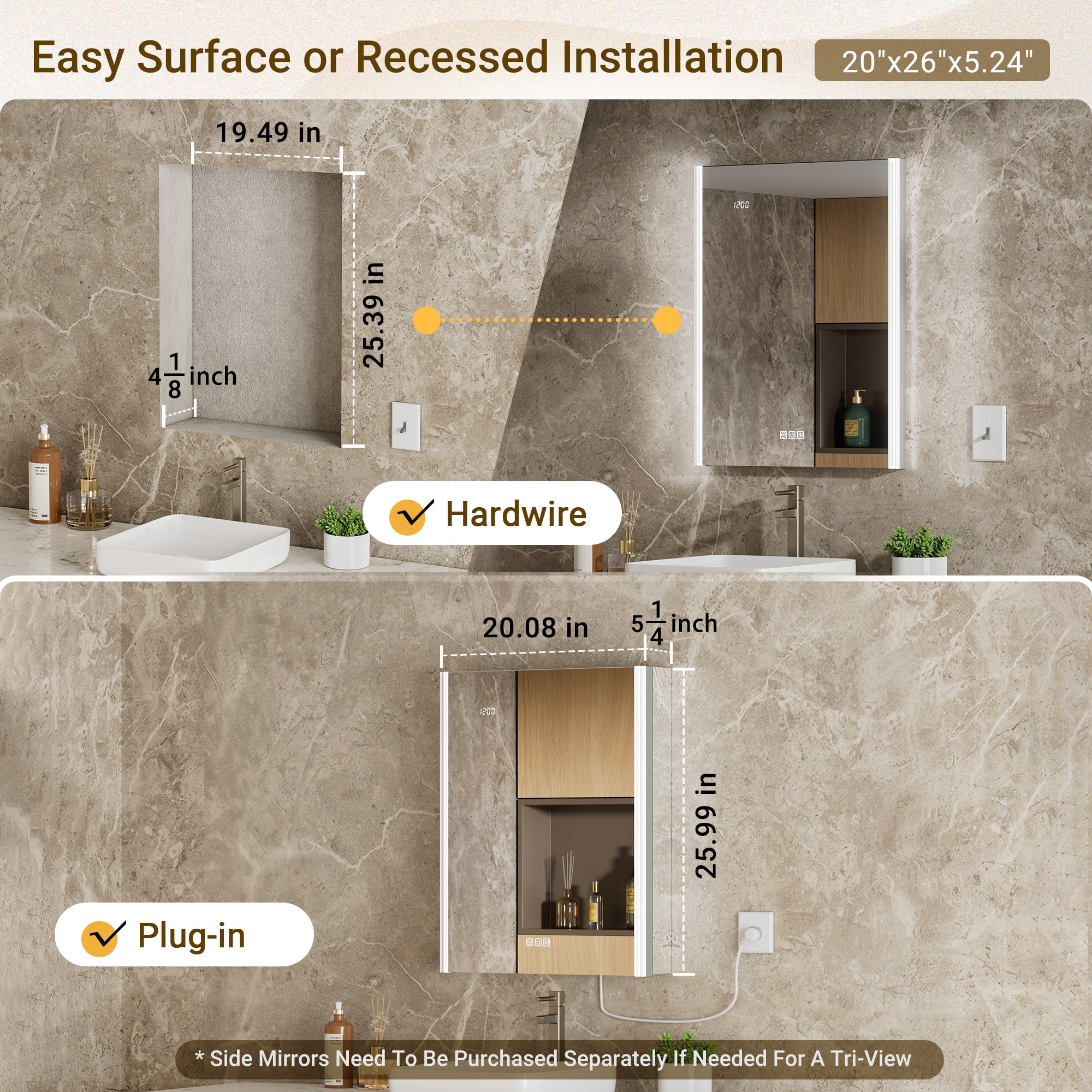 QueenFun WSMCAL2026 Bathroom-Medicine-Cabinets - View #8