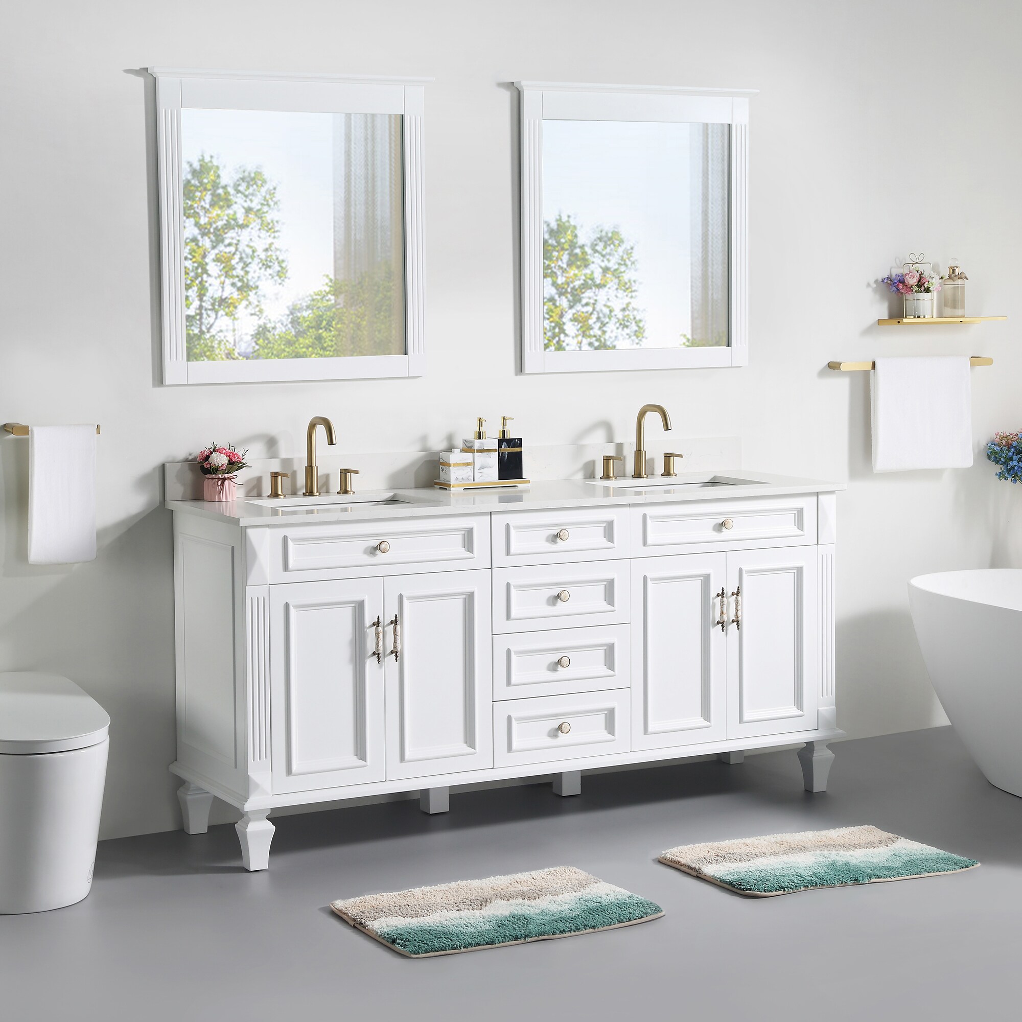 WELLFOR ARTWOOD72QZ-WT Bath-Vanity-Combo - View #2