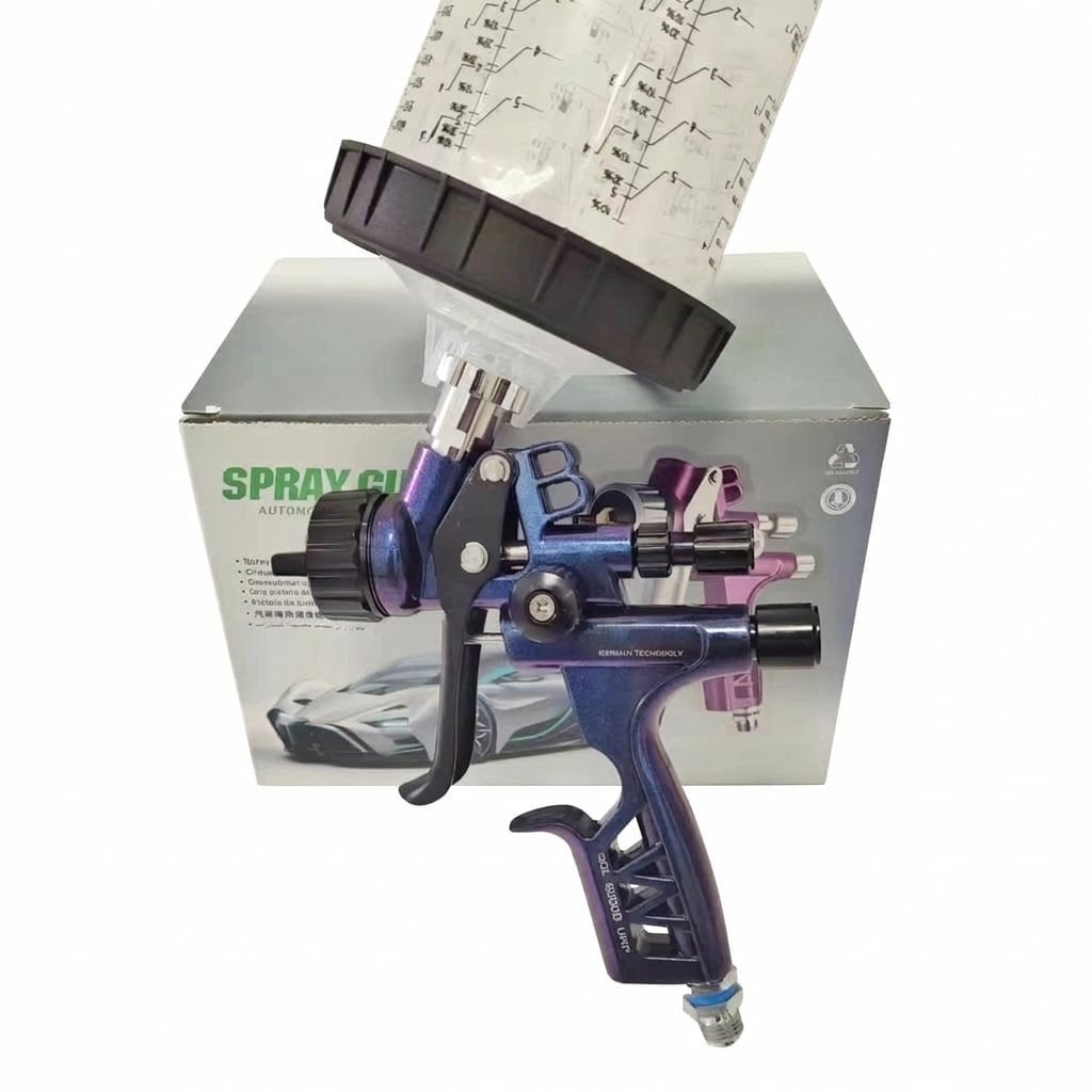 Misopily HVLP 6800B Spray Gun 1.3mm Nozzle 600cc Paint Capacity 260LMin Low Pressure Air Paint Gun Lightweight Aluminum Body 1 Piece Blue #LMS0427E17