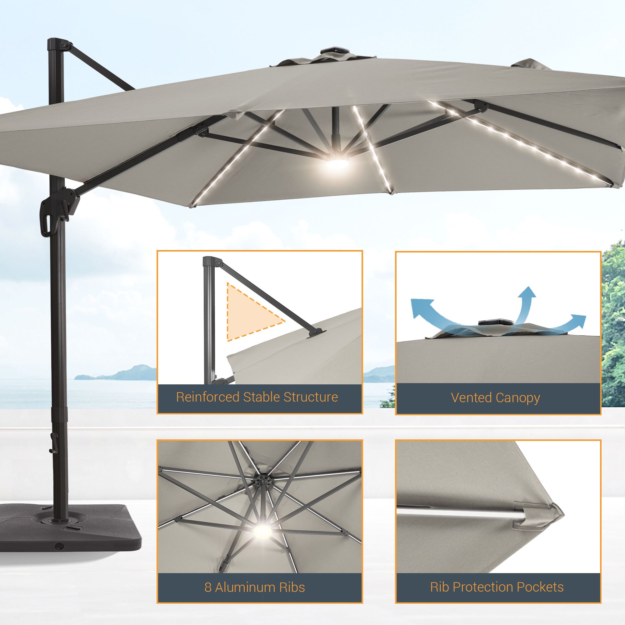 Sonkuki SD-LEDZD33-GY Umbrellas-2 - View #3