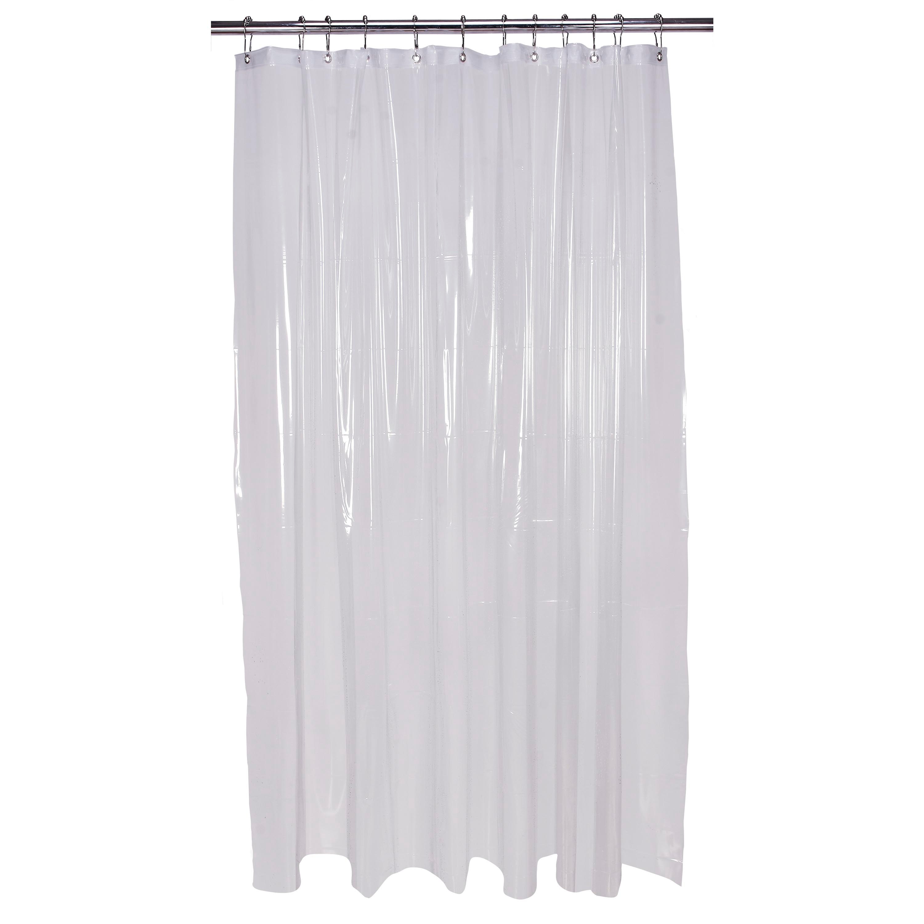 Vinyl Clear Solid Shower Liner, Long Clear Shower Curtain Liner