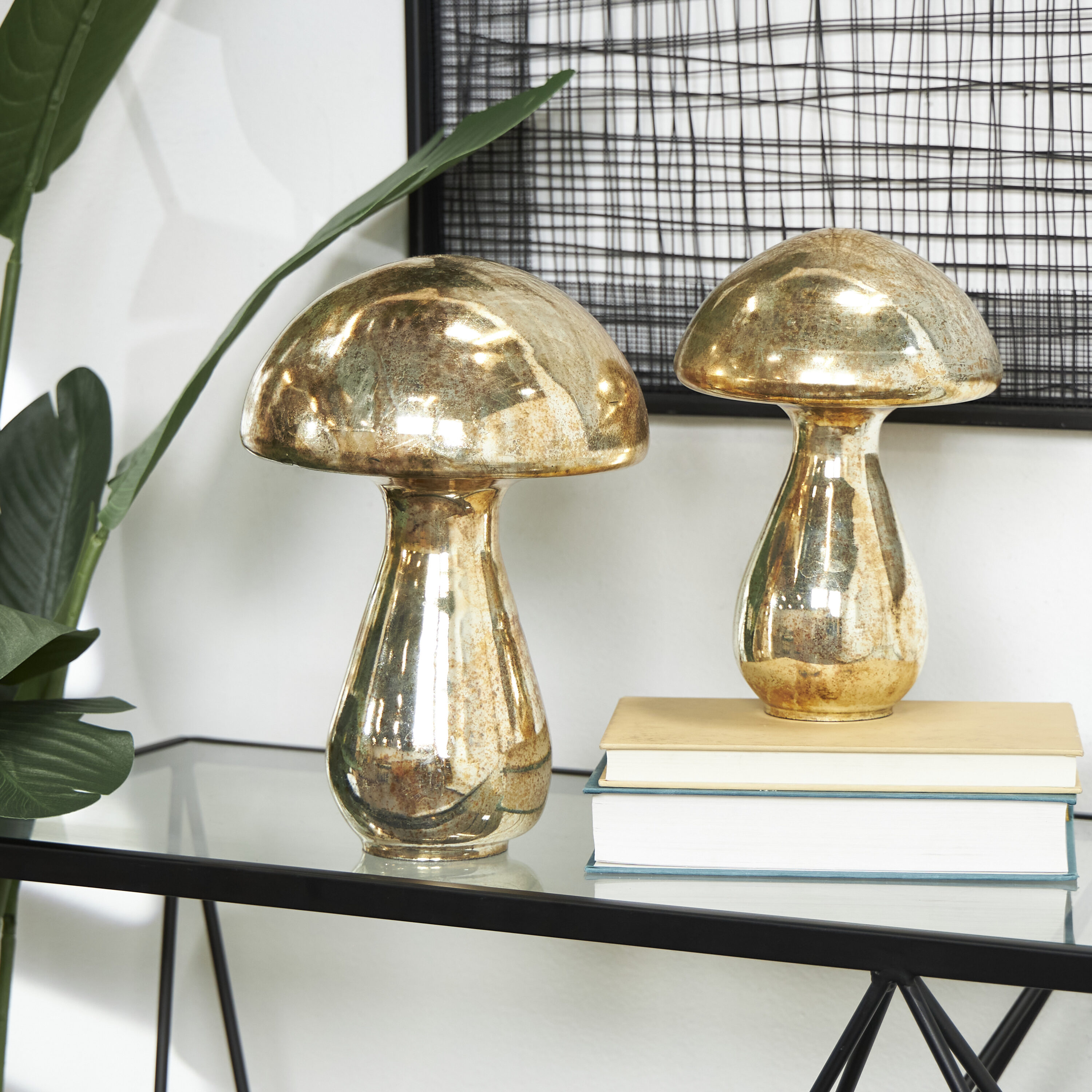 The Novogratz 821352 2 -Pack Brown Glass Eclectic Sculpture